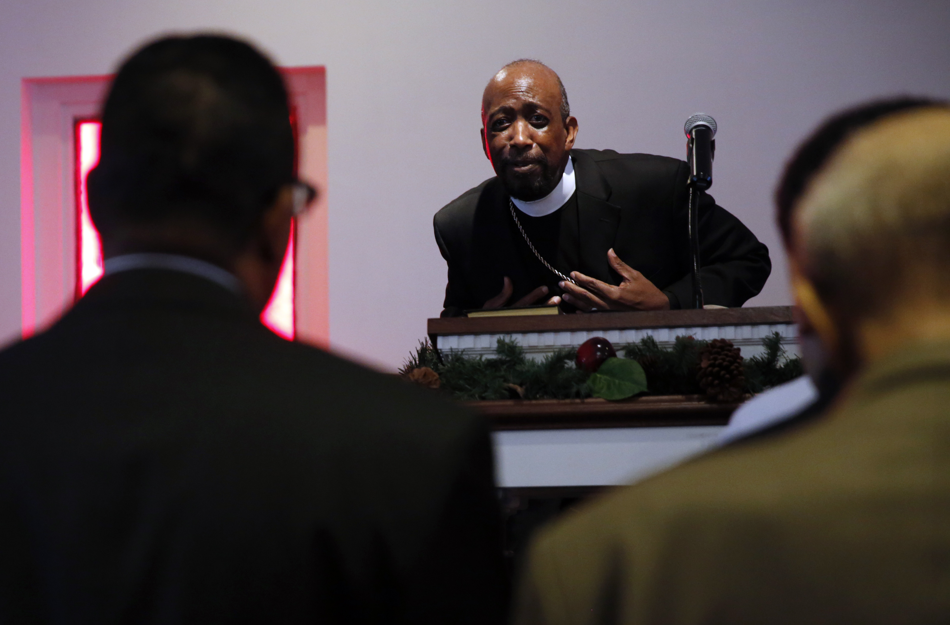 Bishop Samuel Byron Hogan Sr. at Roxbury’s Good Shepherd Church of God in Christ.