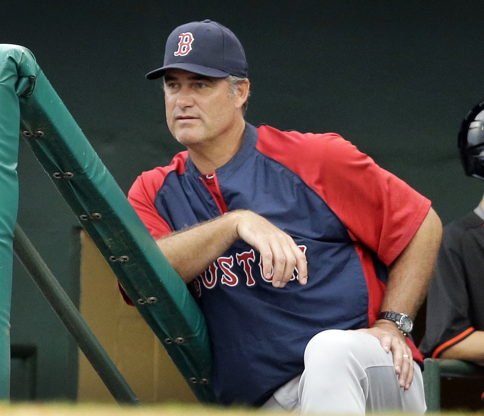 John Farrell watched from the dugout during the seventh inning of Thursday’s game.