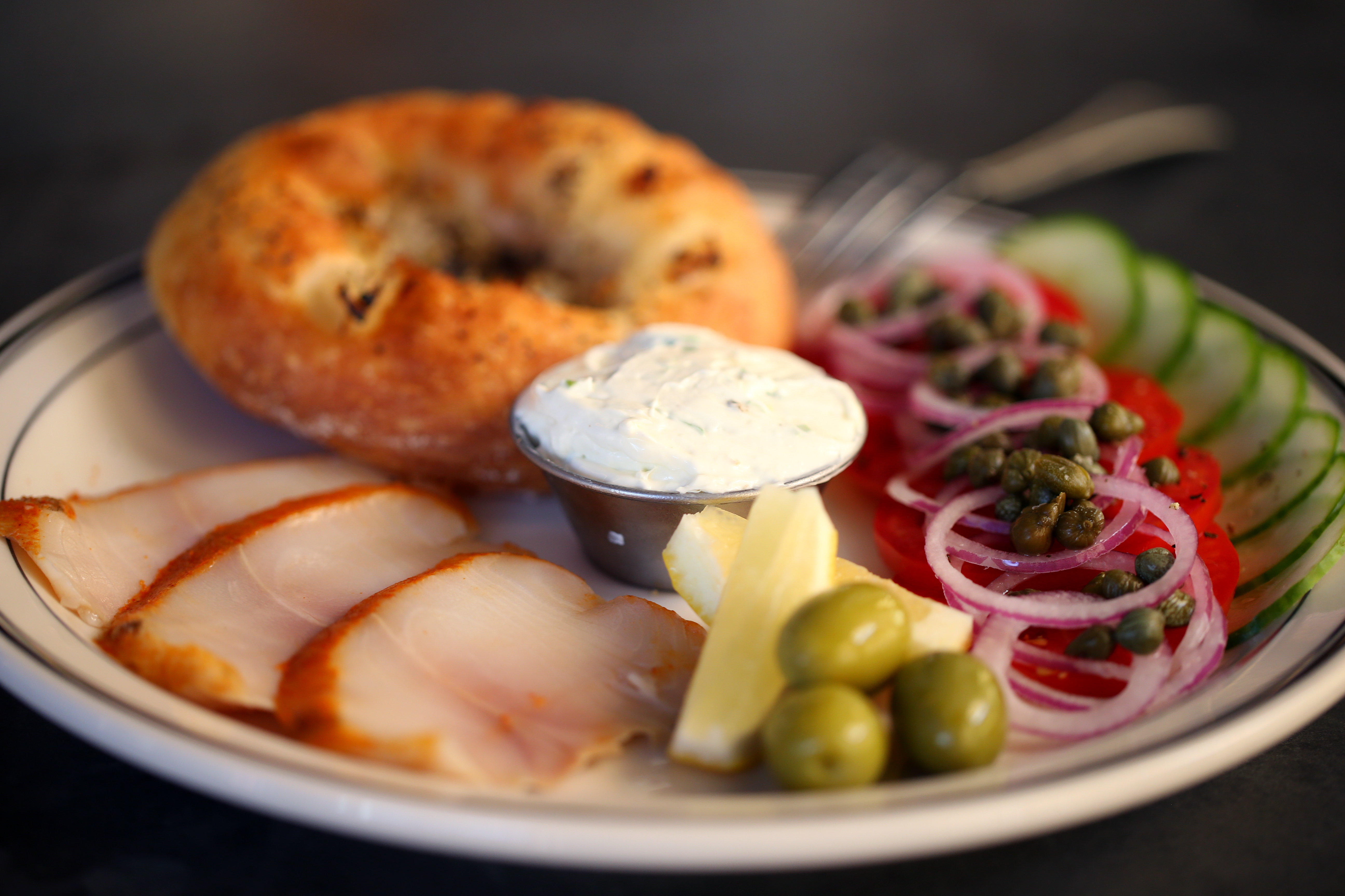 Sable Plate with bialy at Mamaleh’s in Cambridge.