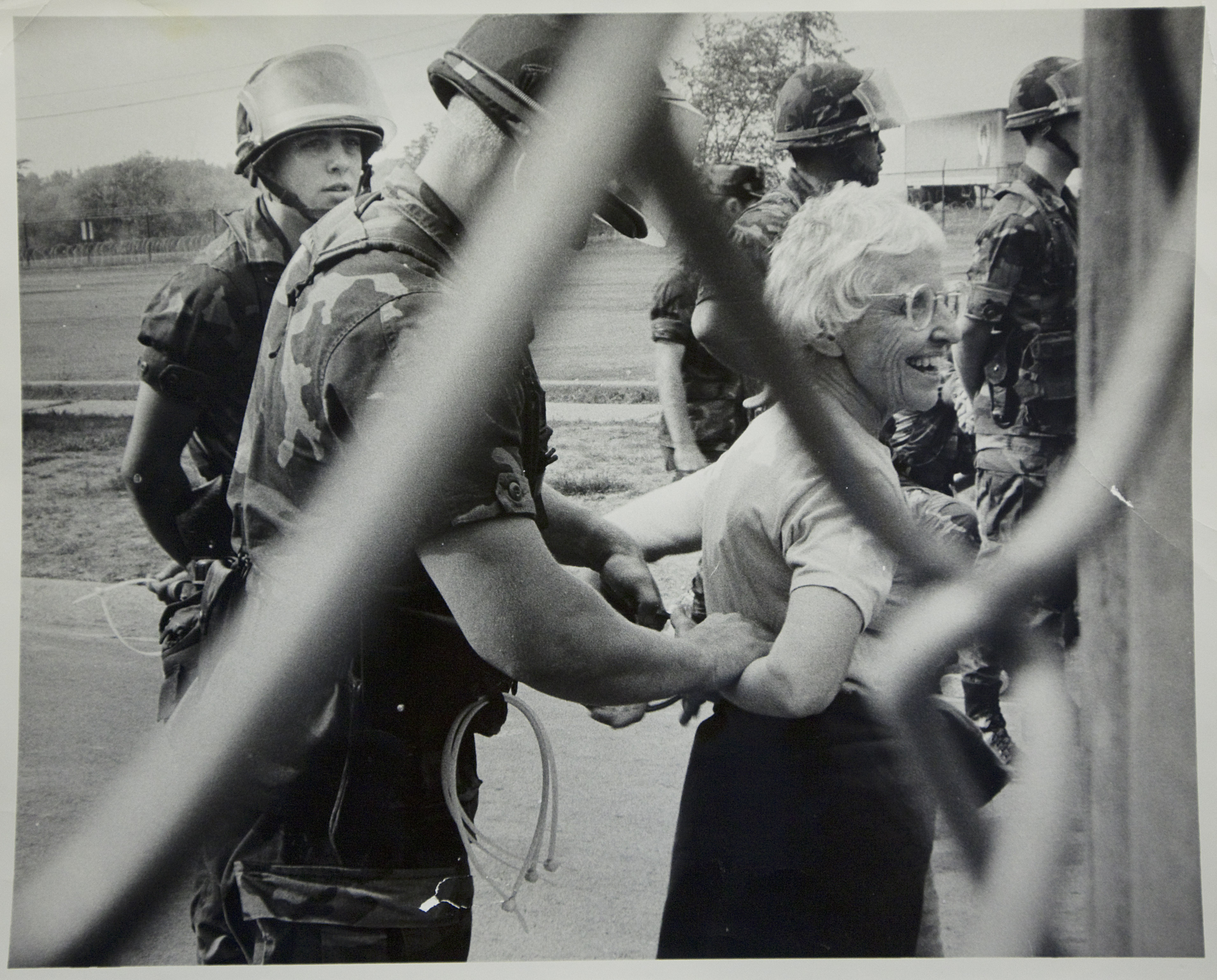 Mrs. Crowe lost count of the times she was arrested, this one in Seneca Falls, N.Y., in a rally against nuclear weapons.