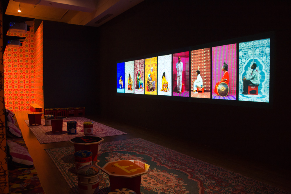 An installation view of the Hajjaj exhibit.