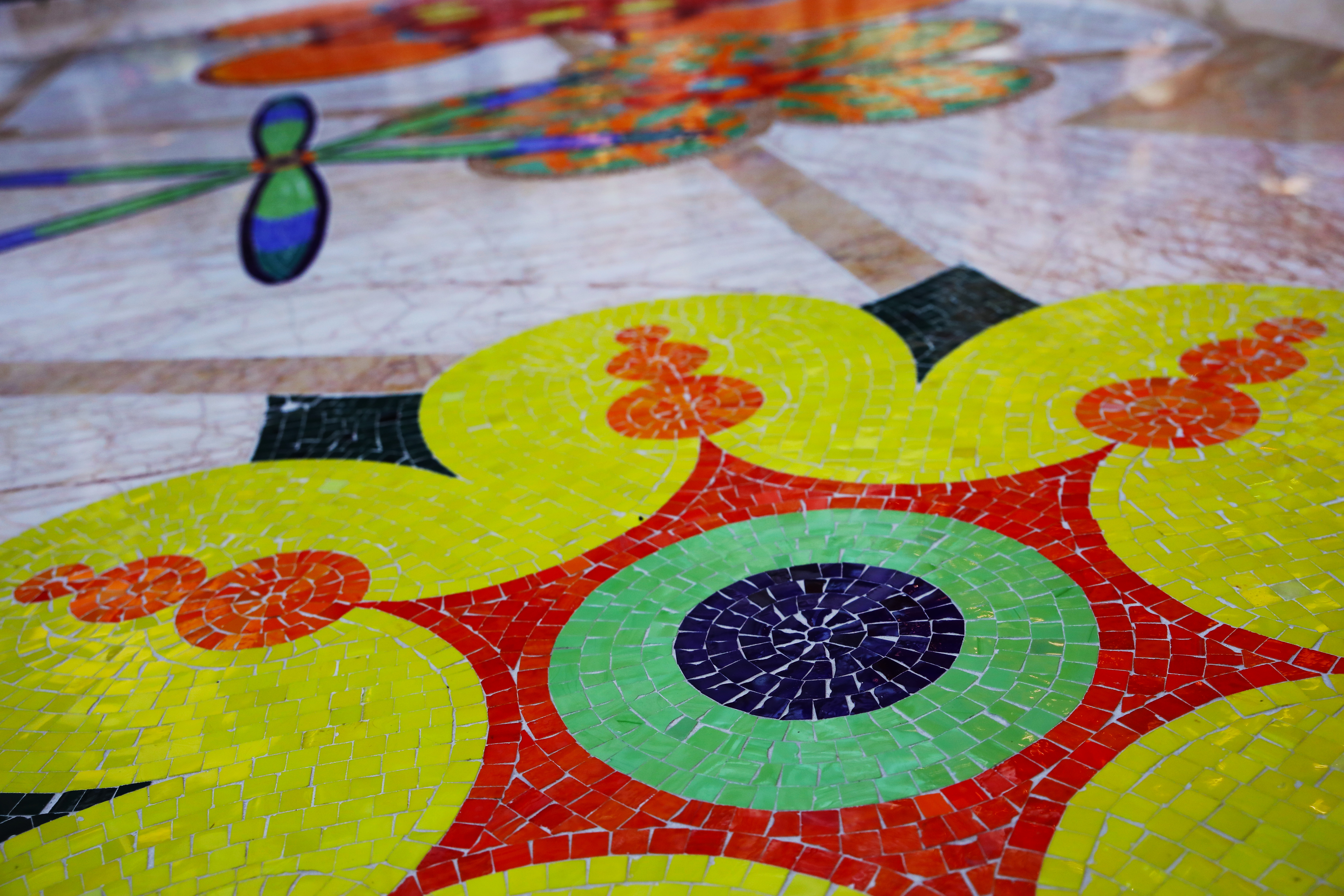 Detailed tiles and patterns adorned the walls and halls of Encore Boston Harbor.
