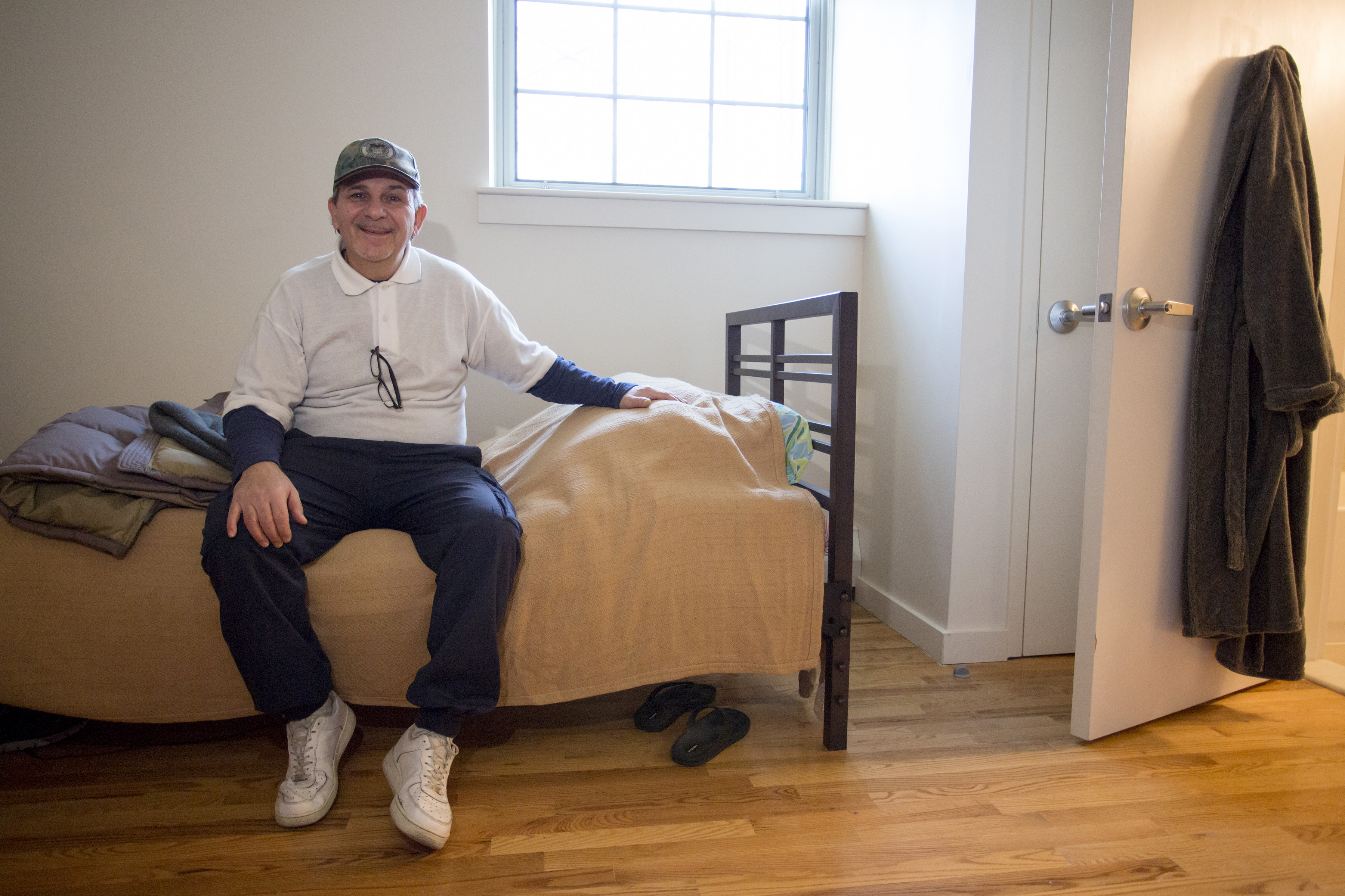 George Gisoldi now has a small but pleasant apartment in the Bishop Sullivan Residence in Brooklyn, thanks to a national initiative to help formerly homeless veterans like him.