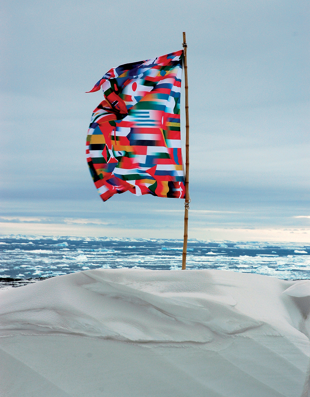 The Ortas’ “Antarctic Village-No Borders,’’ in which they constructed a banner out of the flags of several nations.