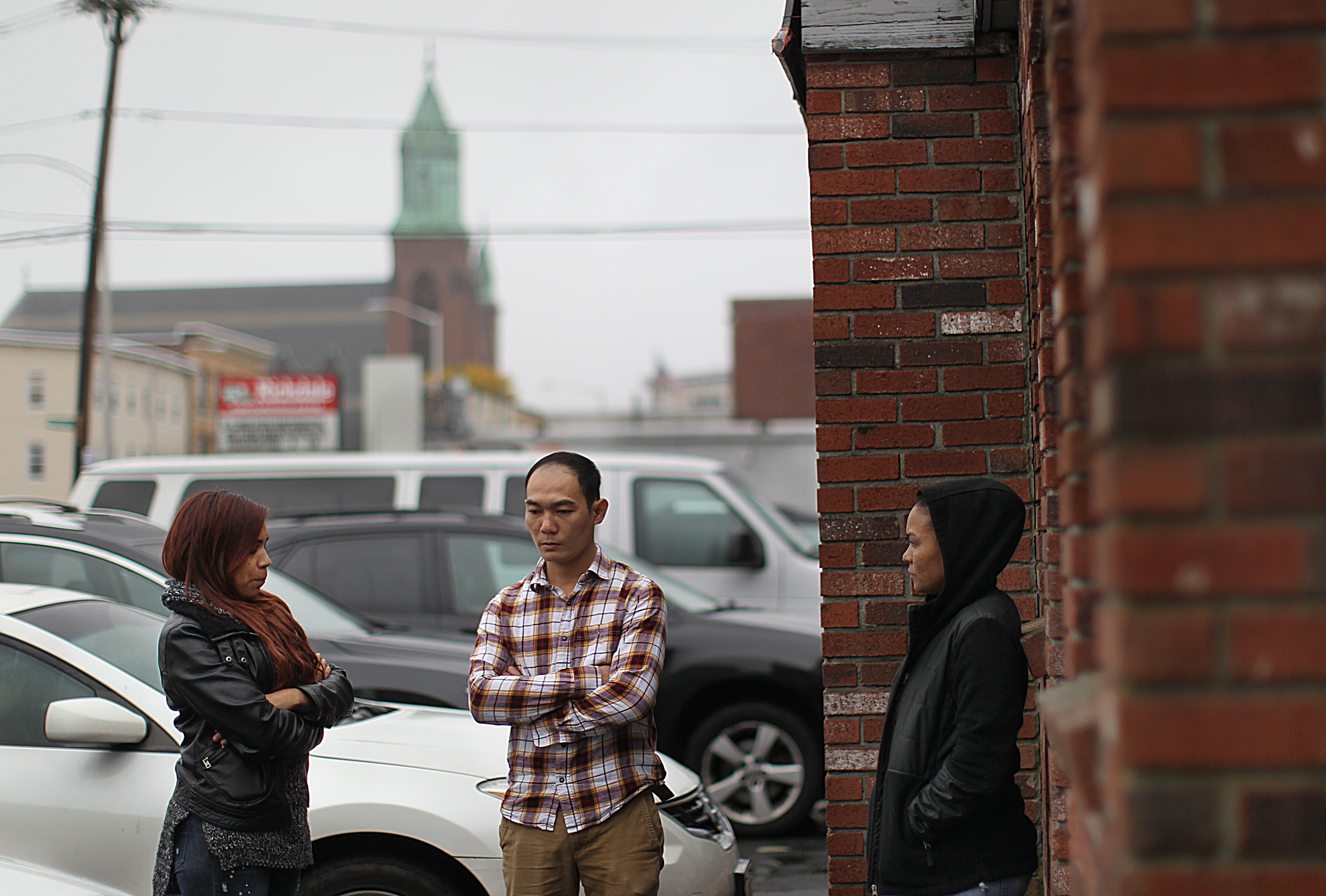 Elizabeth Bautista (right) explained to her landlord that she and her business partner, Deya Garcia (left), cannot pay their rent.