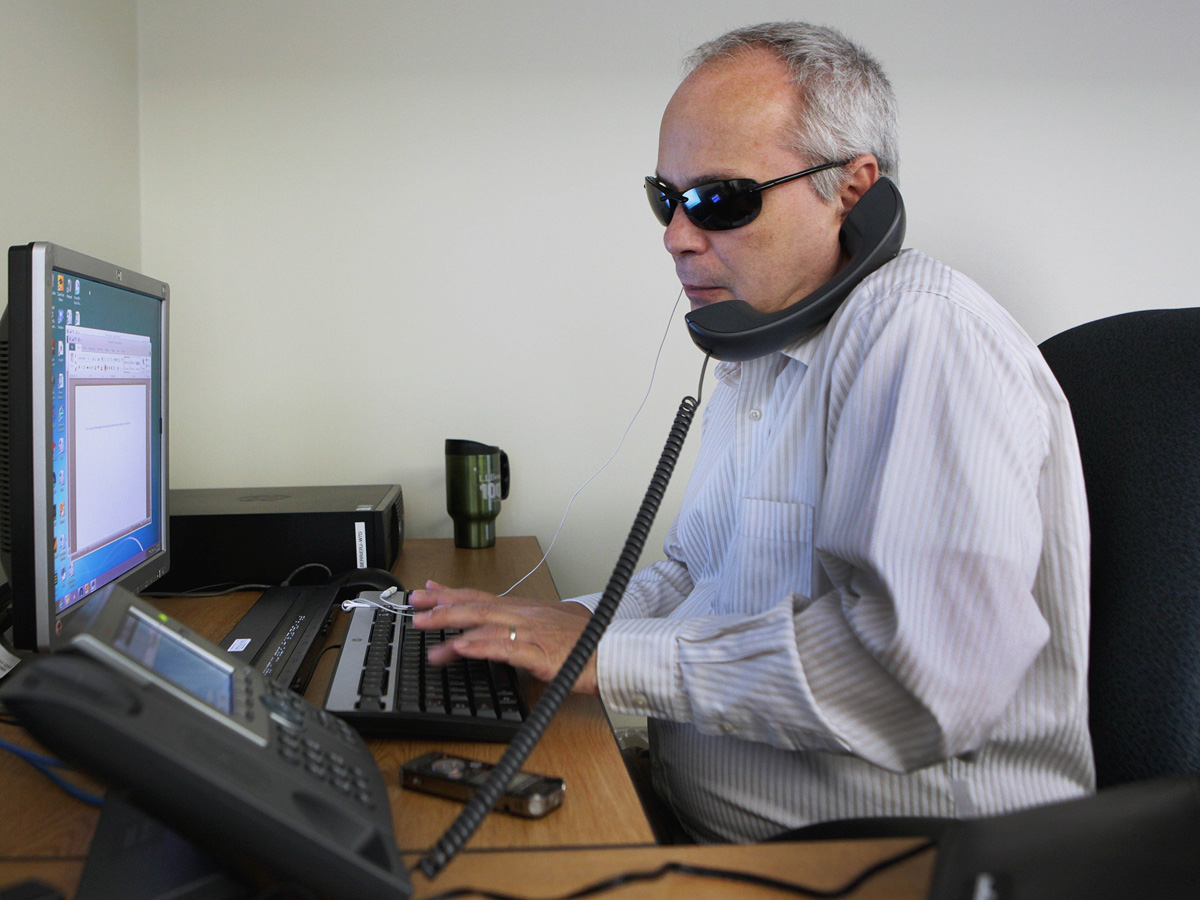 Due to his many sleepless nights, Jerry Berrier, a technology consultant at Perkins School for the Blind, often skips evening activities with friends.