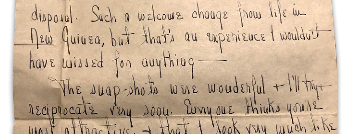 A section from page three of a letter sent from Manila to Newton by Constance MacBride on April 7, 1945. It was opened, read, and censored by Army examiners.