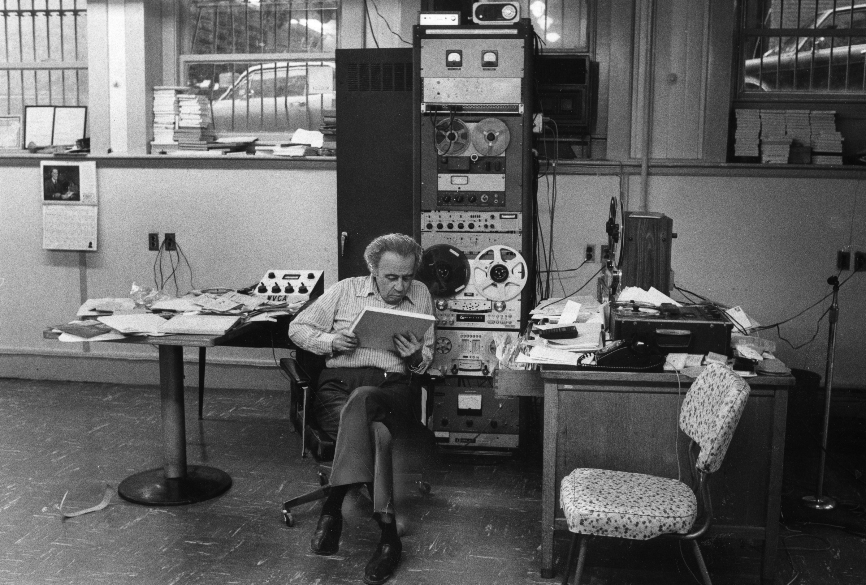 Geller in 1982 in the WVCA-FM studio.