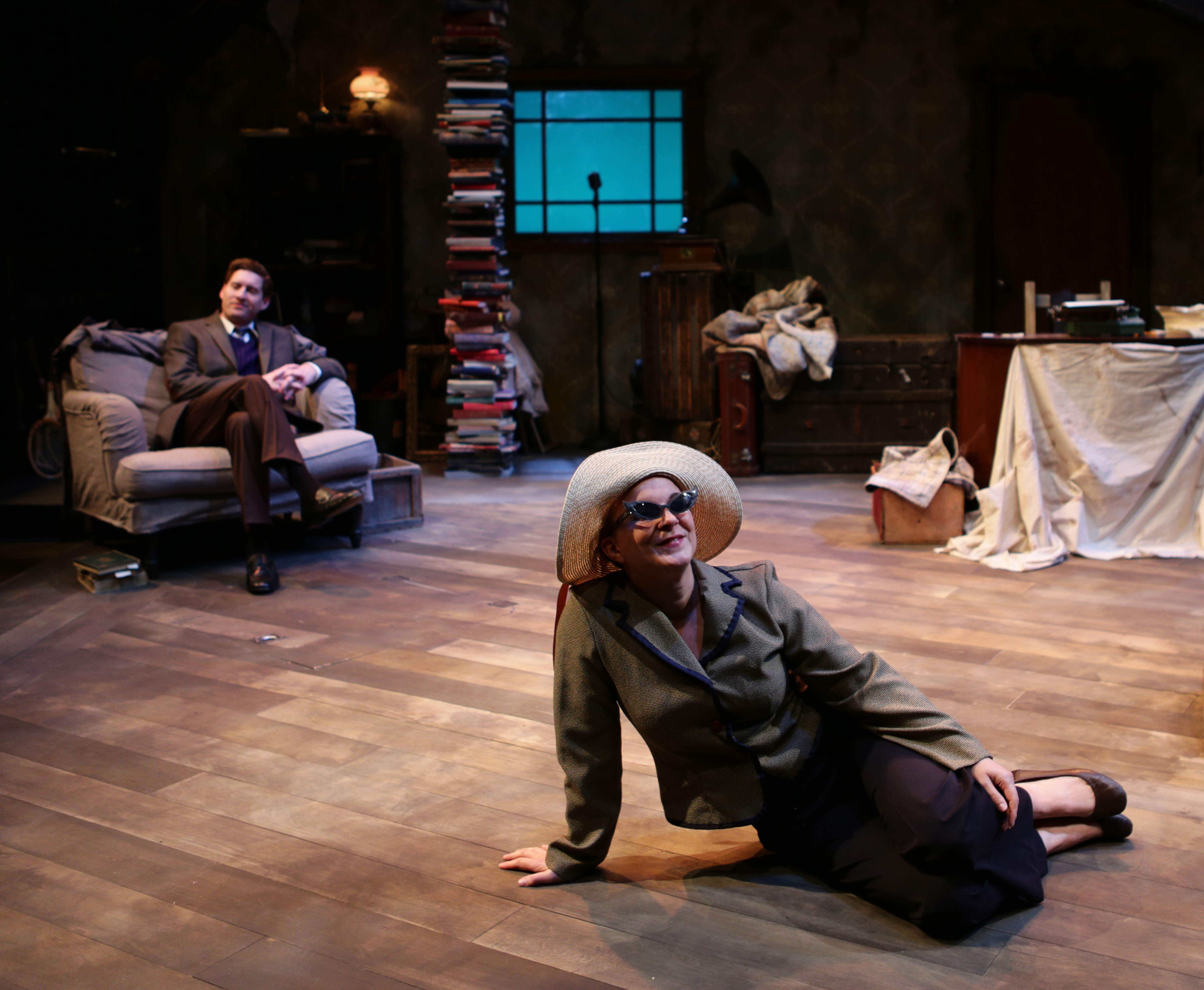 Ed Hoopman as Robert Lowell and Laura Latreille as Elizabeth Bishop in the Lyric Stage Company production of “Dear Elizabeth.”