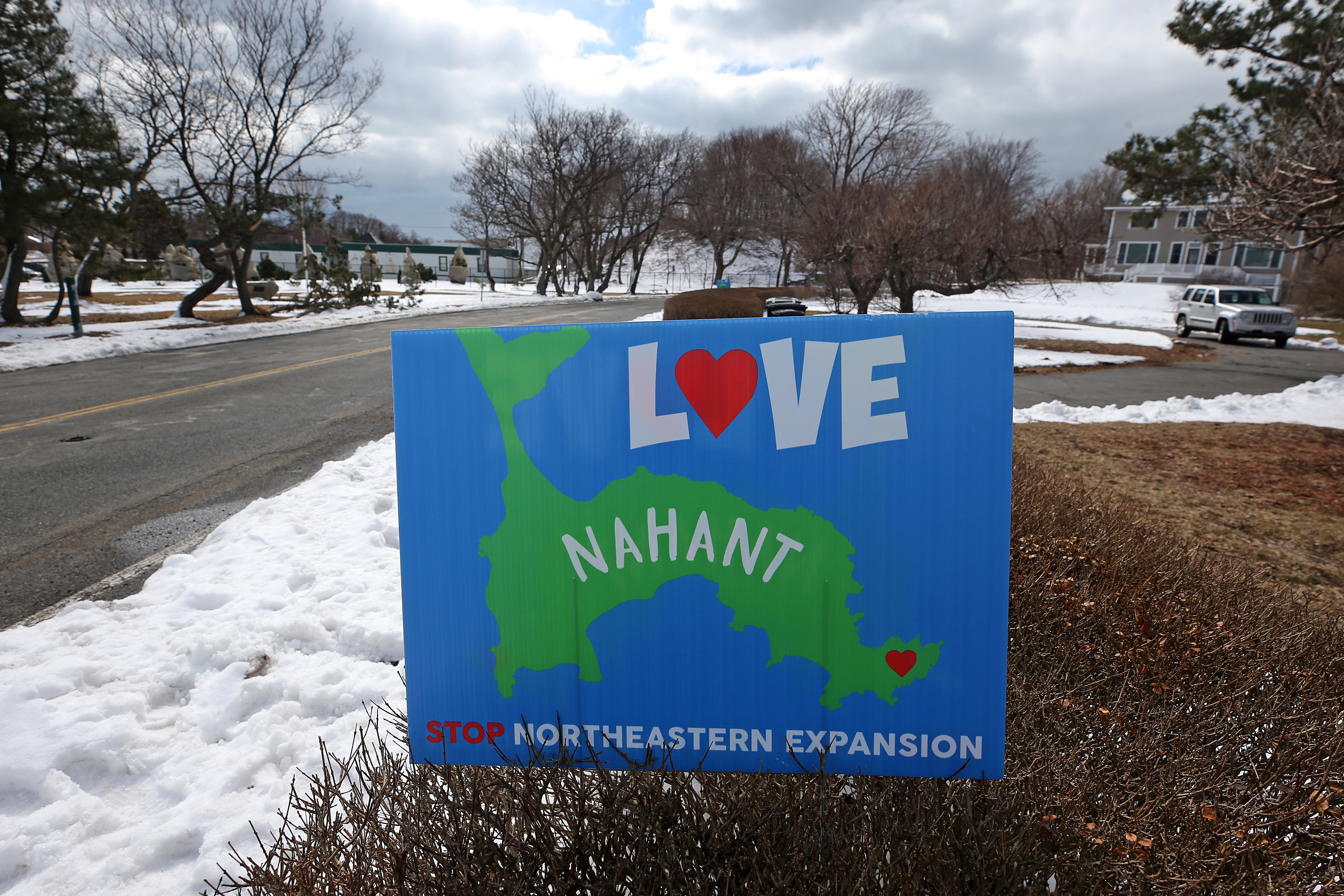Nahant residents have posted signs against a bid to expand the center.