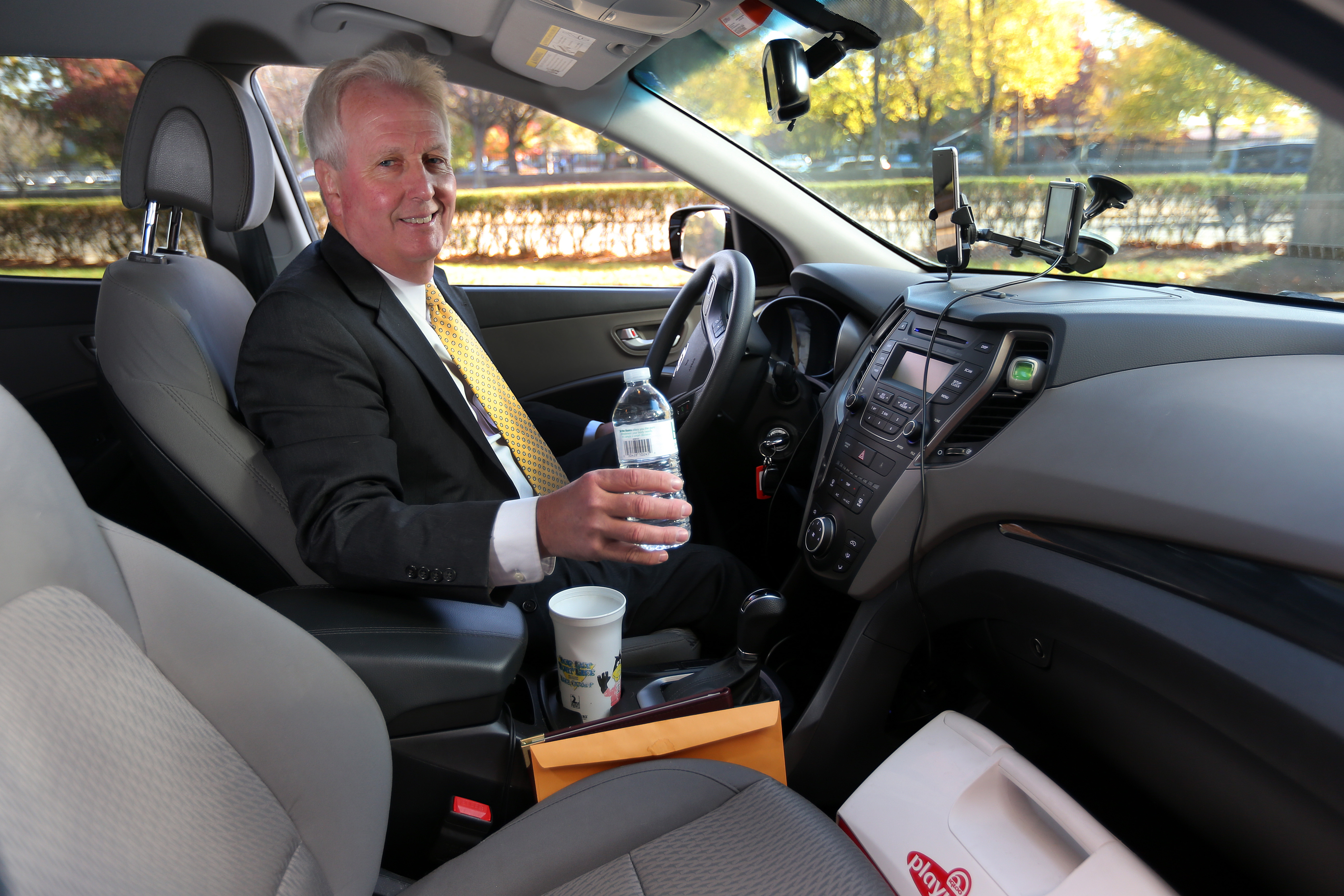 Part-time Uber driver Mark Bisson London keeps iced water in a cooler for passengers. “Maybe about 12 have actually offered a tip,” he said.