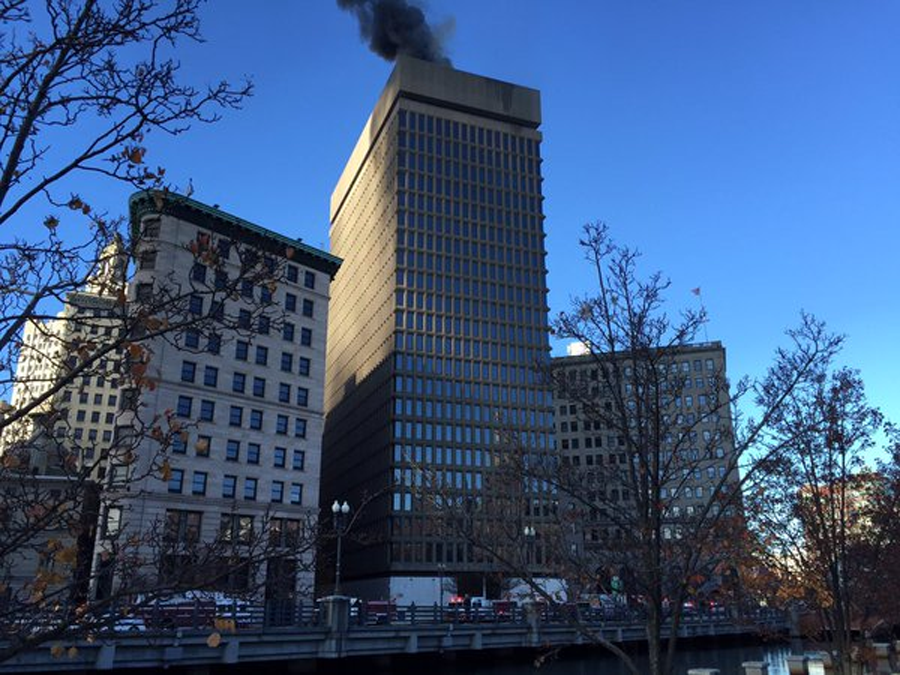 Providence office tower fire spews thick black smoke - The