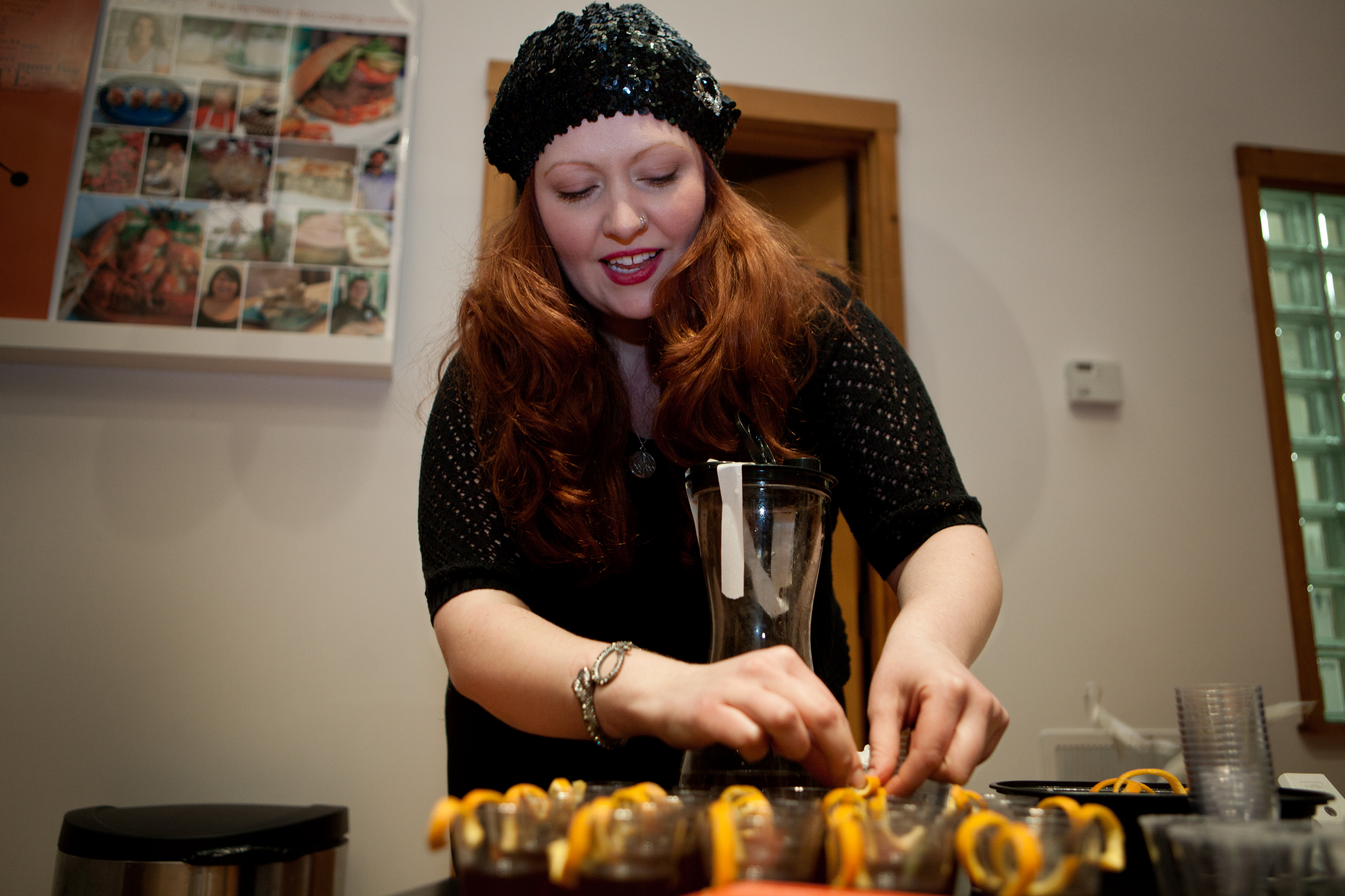 Also at the event Harmony Dawn of Booze Epoque prepares cocktail samples.