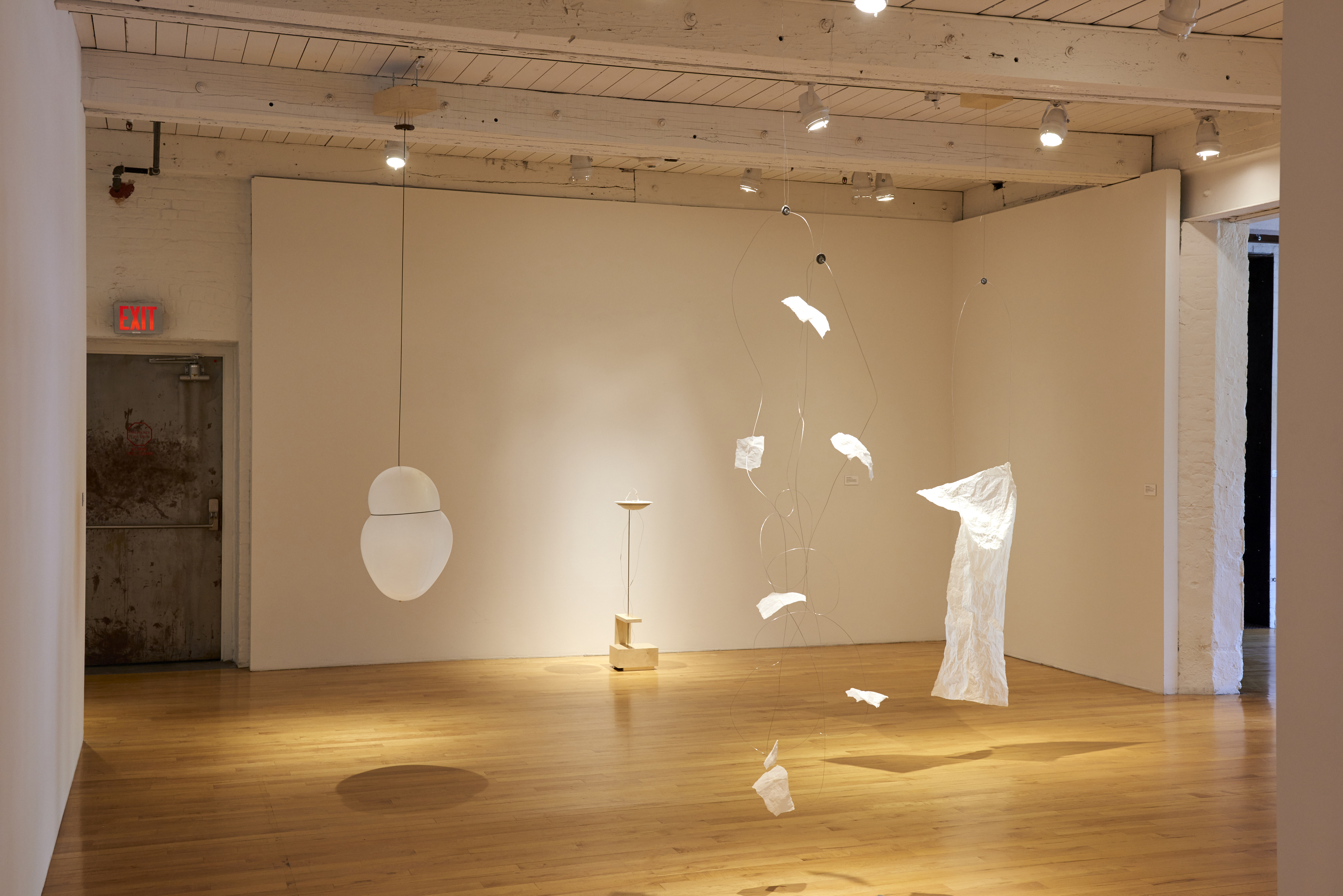 Foreground: Julianne Swartz’s “Bone Score (Tangle).”