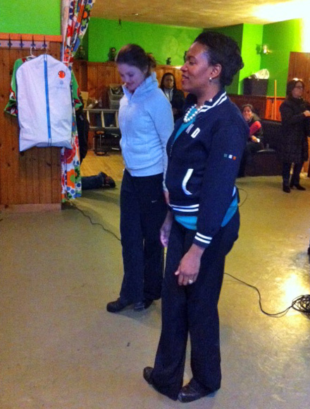 Linda Dorcena Forry recently got some Irish step dancing tips from MaryRose McKenna at Woods School of Irish Dance.