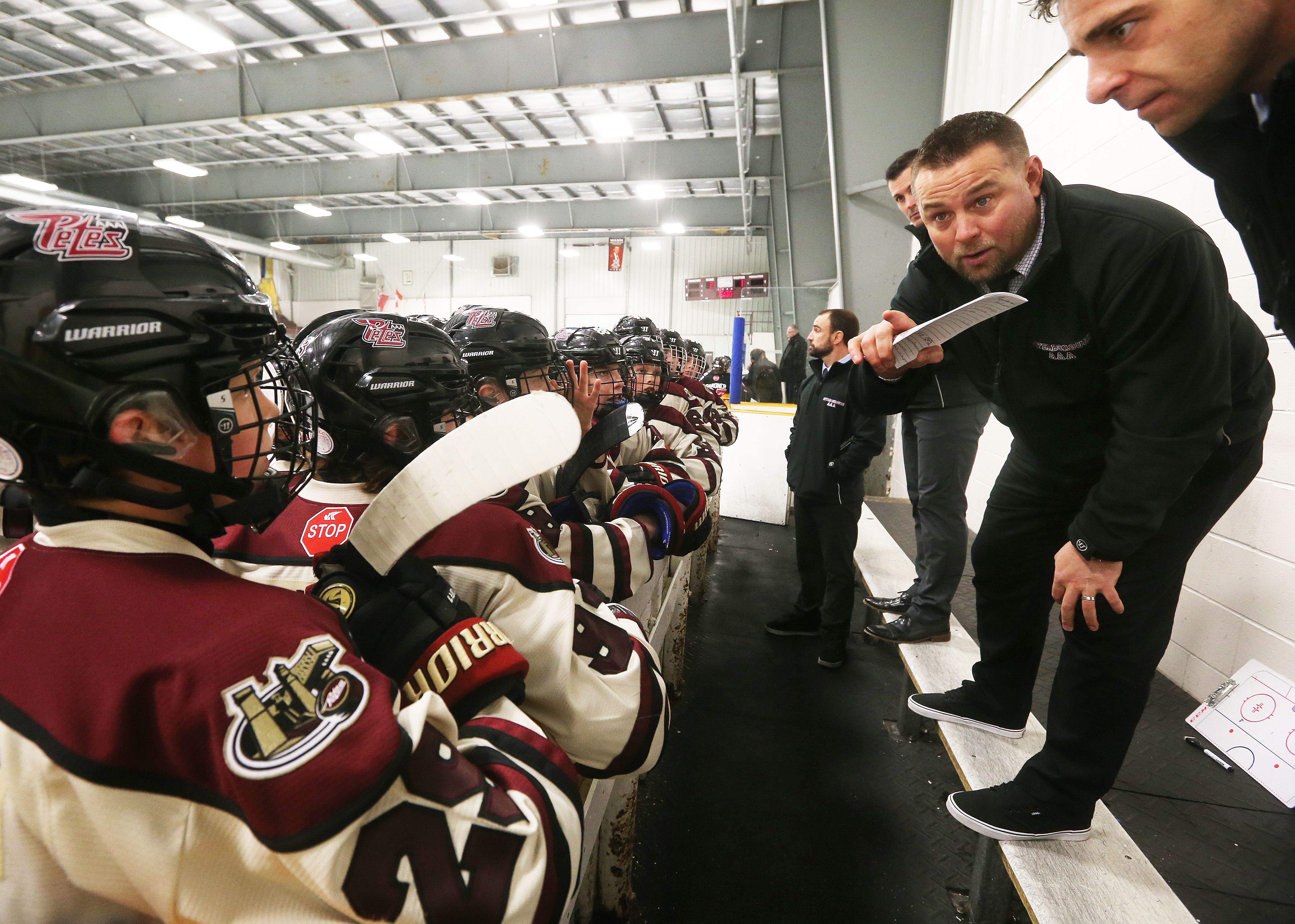 Marc Savard coaches the Peterborough AAA minor bantam Petes in Canada..