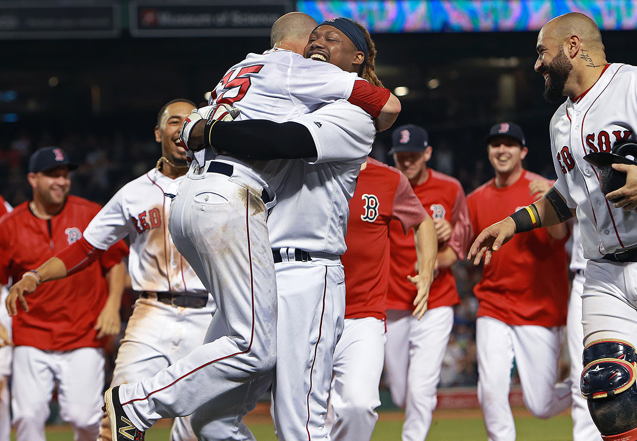 The Red Sox had 15 extra-inning wins, including this one on June 12.