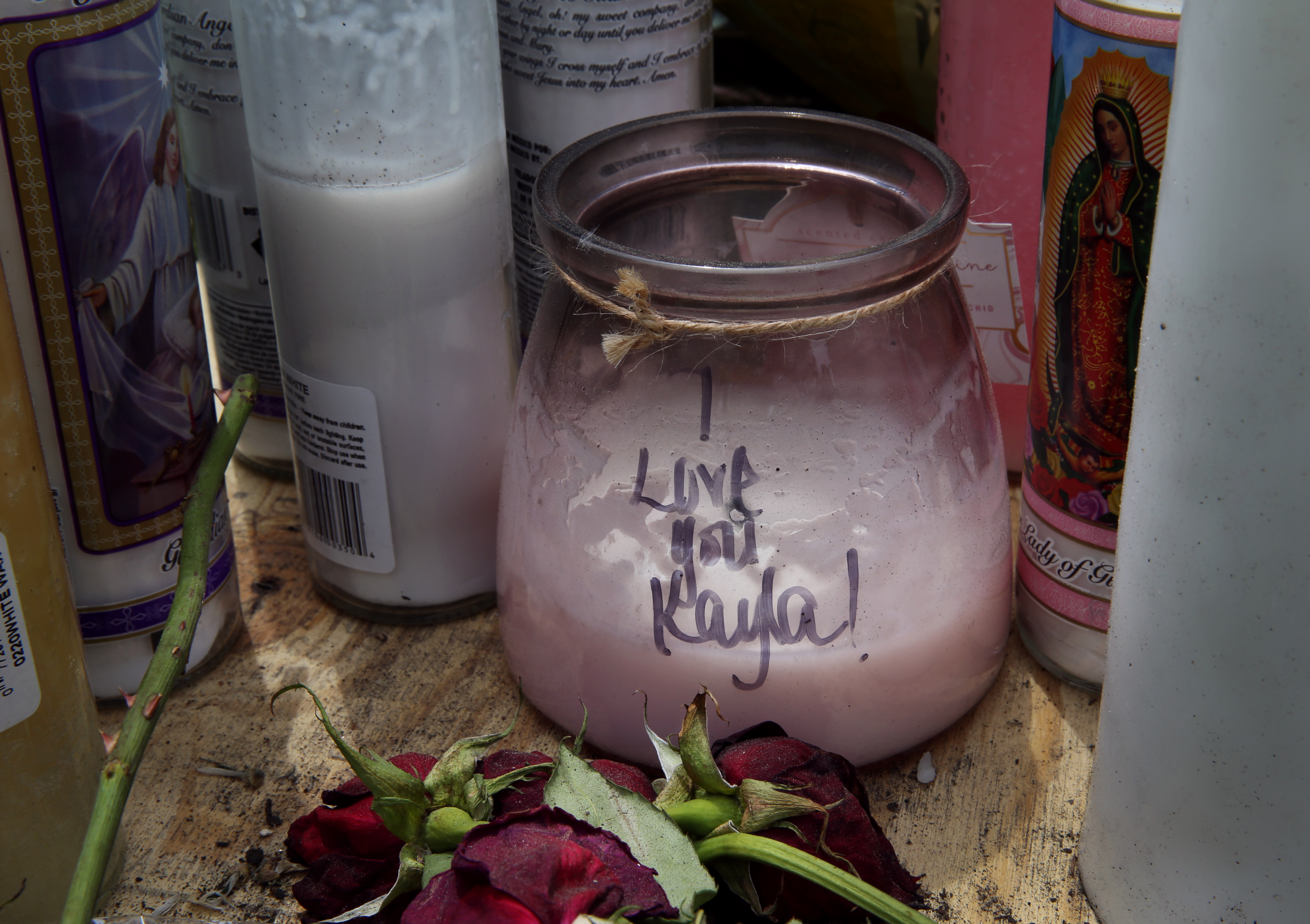 A makeshift memorial for the women found at Weldon’s Springfield home.