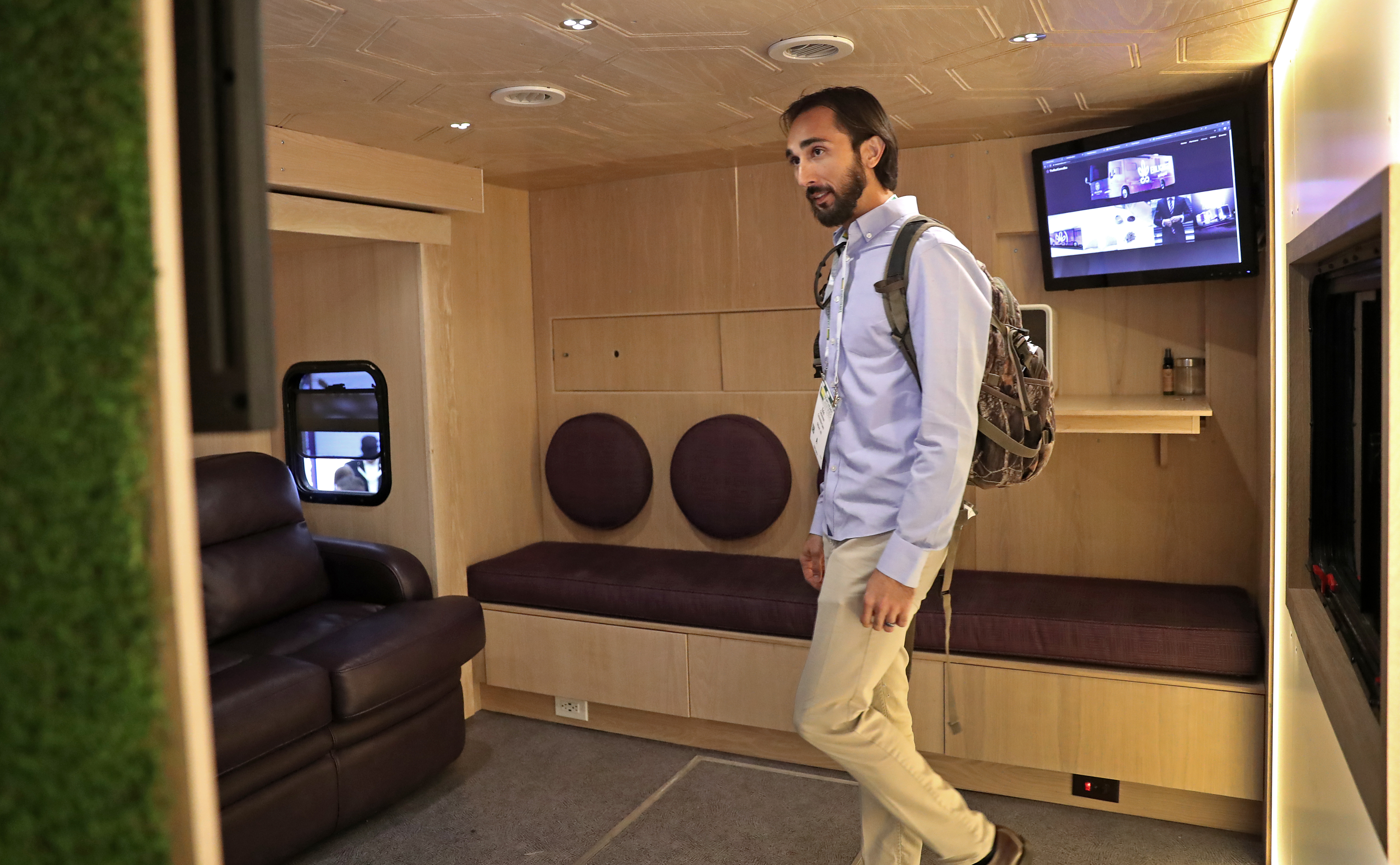 The back of the CannaBus is a lounge.
