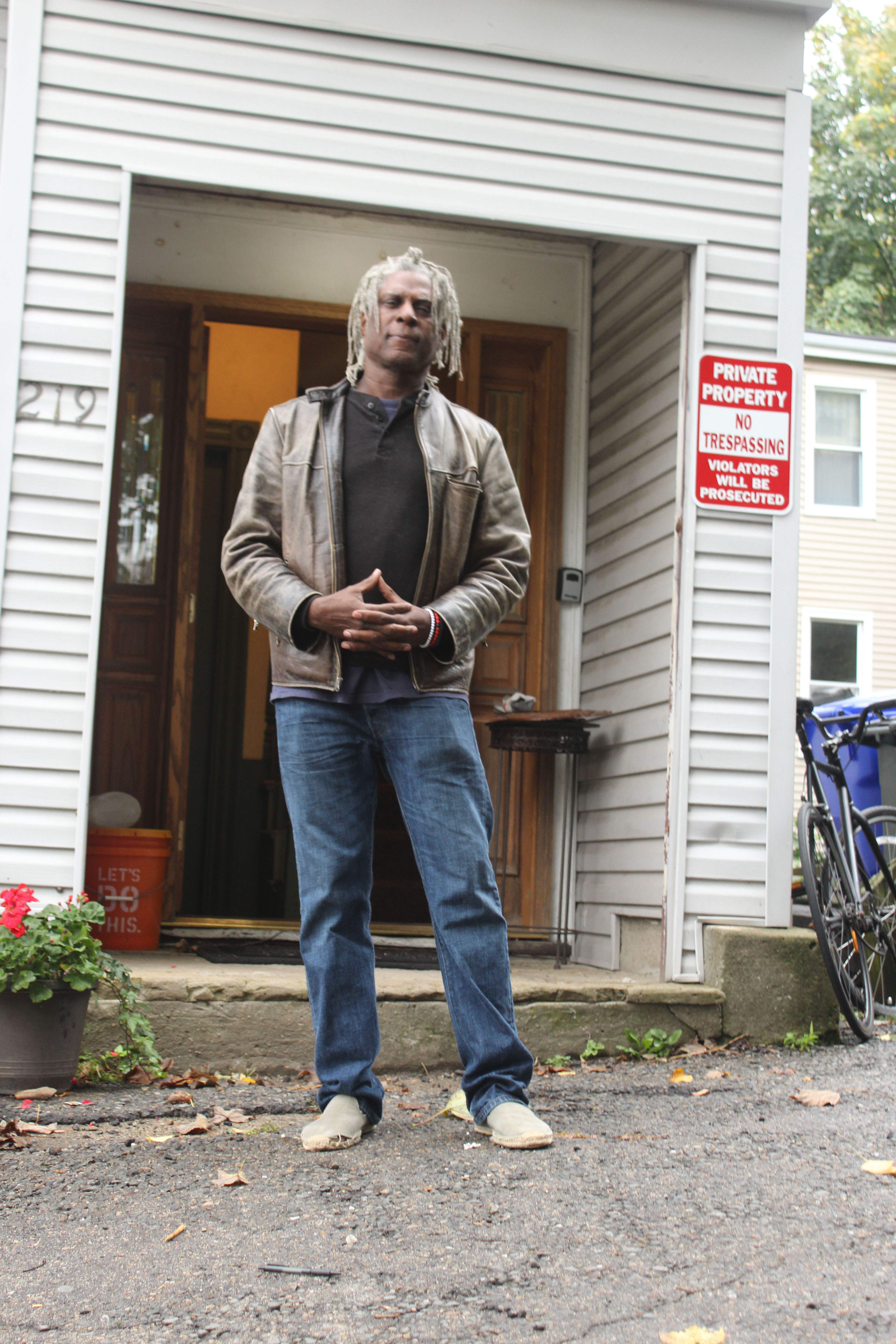 Jerome Stanley outside his apartment last fall.