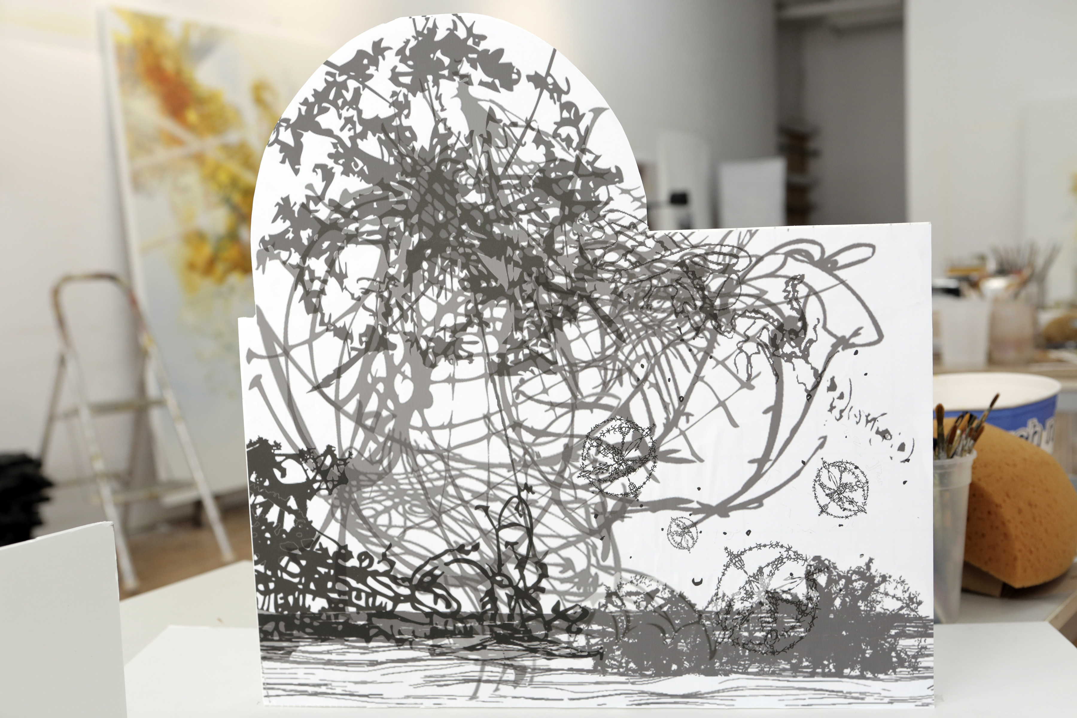 The model for Matthew Ritchie’s mural.