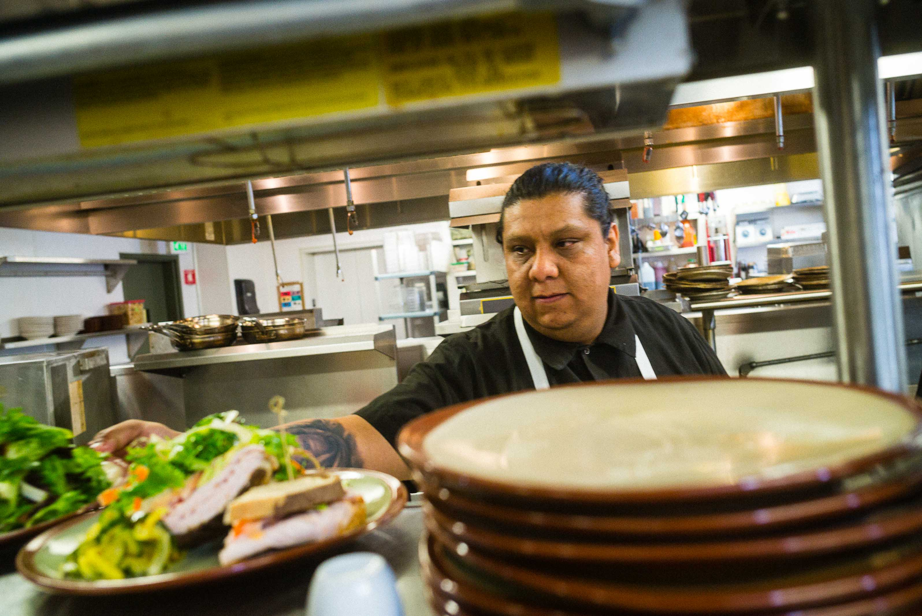 JC Martinez prepared food at the Stratton Mountain Club.