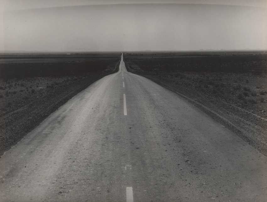Dorothea Lange's "The Road West, US 54 in Southern New Mexico," 1938.