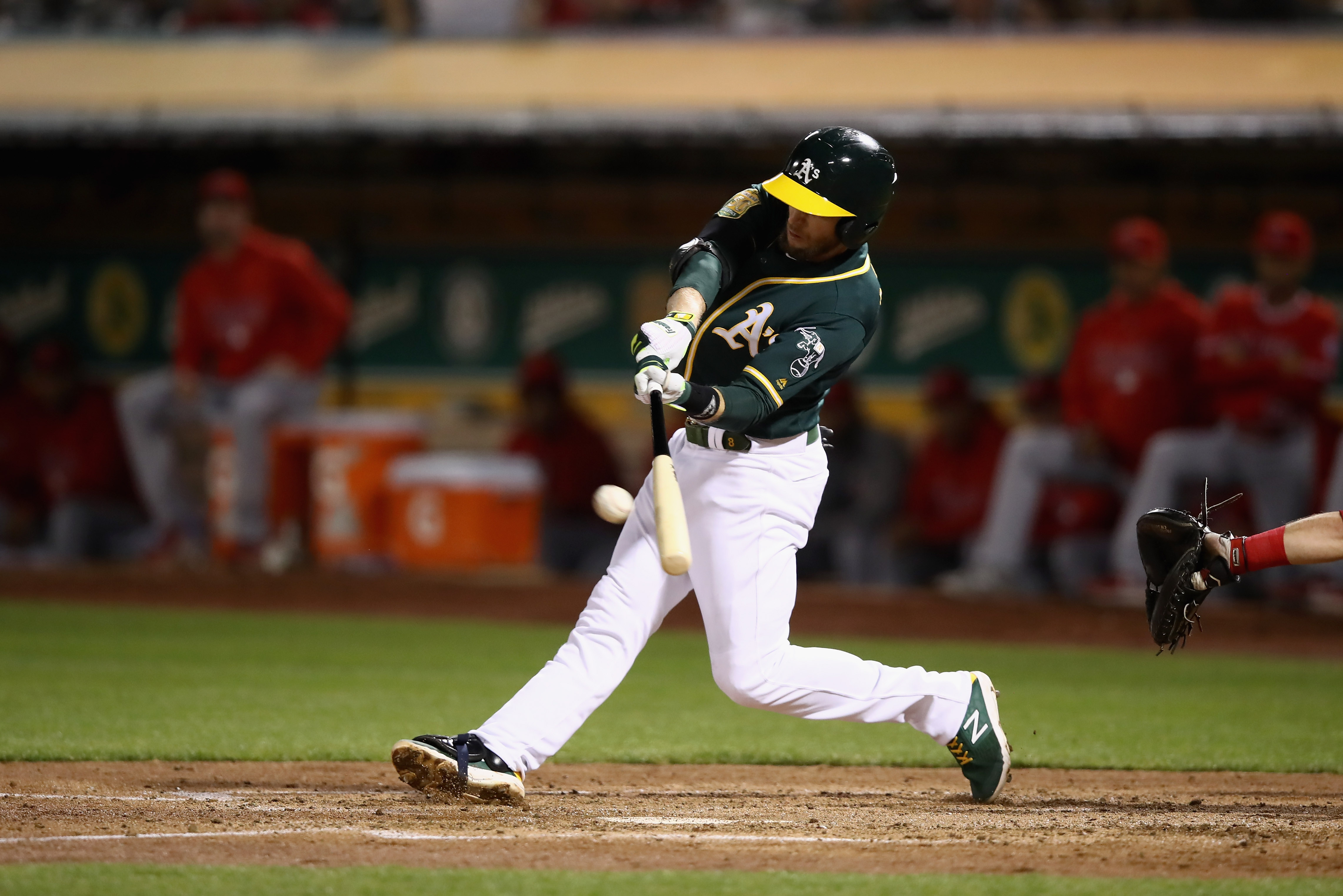 Jed Lowrie hit 23 home runs and had 99 RBIs in 2018, both career highs.