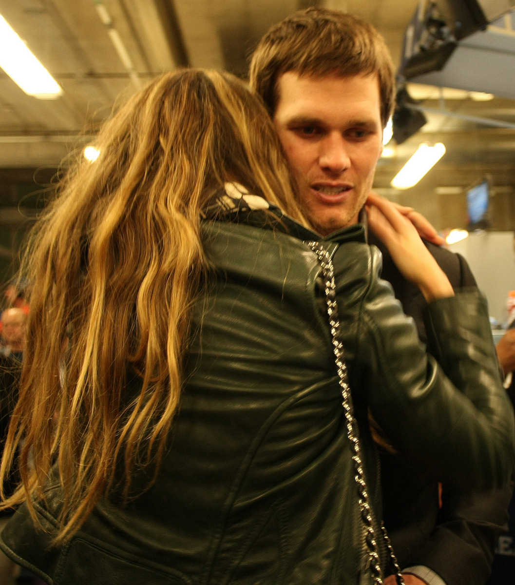 For quarterback Tom Brady, consolation after the game had to come in the form of a hug from his wife, Gisele Bundchen.