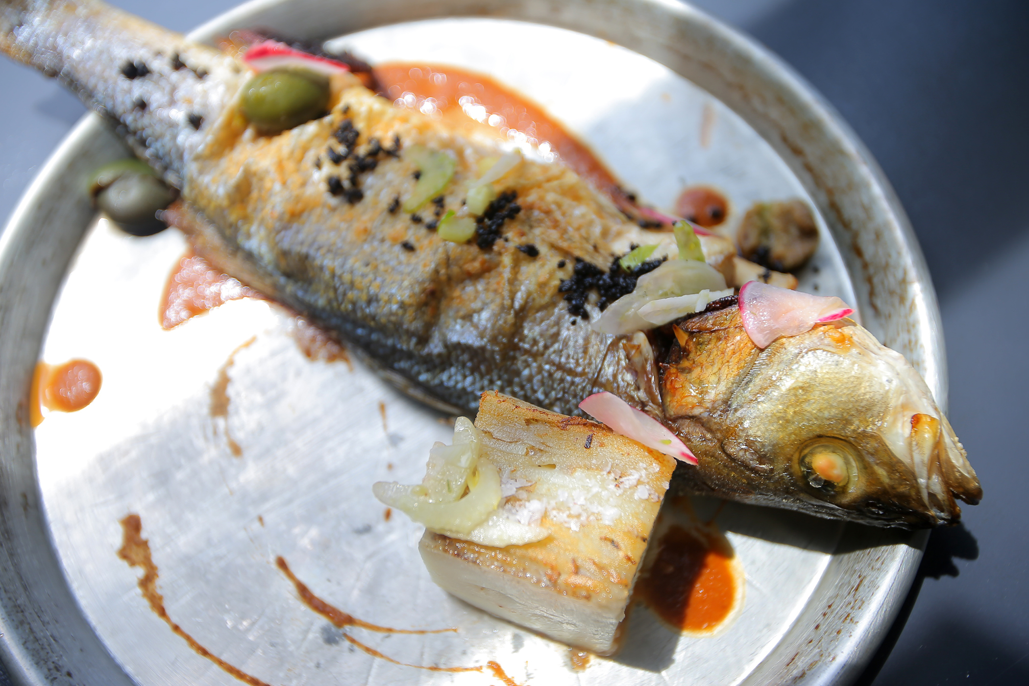 Whole branzino at restaurant Juliet in Somerville’s Union Square.