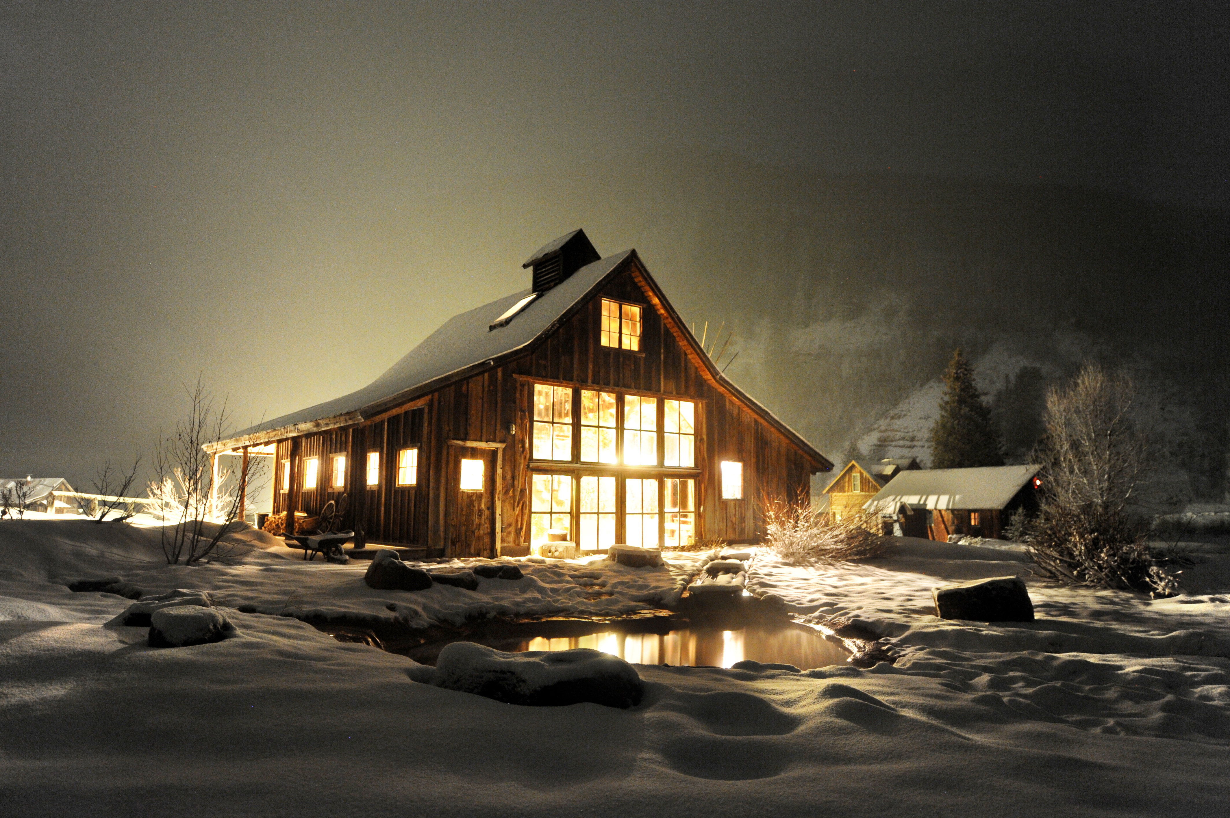 The exterior of the bath house where guests can indulge in the hot springs 24-hours a day.