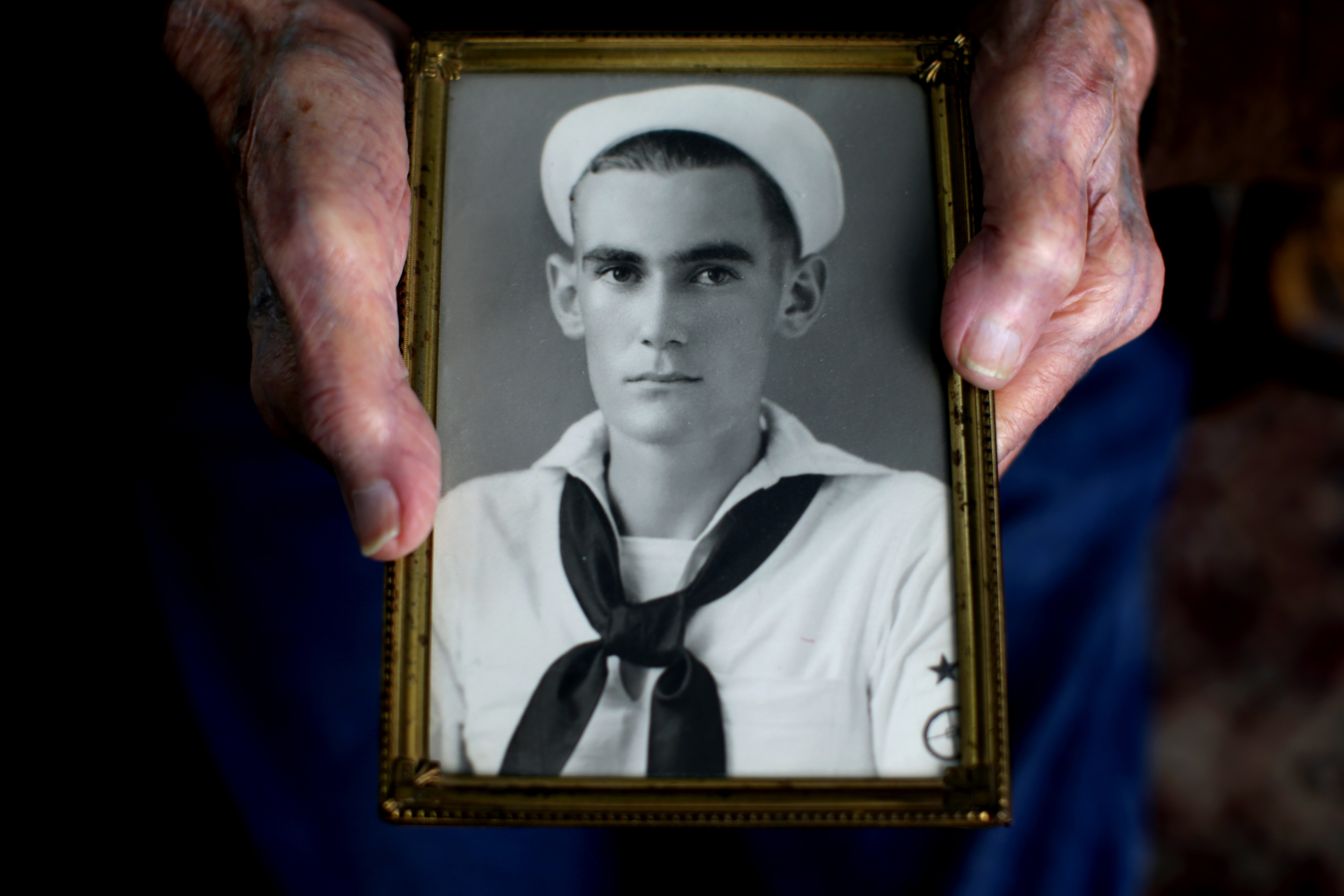 Greenleaf as a young sailor in the US Navy. Greenleaf, then 19, survived the attack on Pearl Harbor.