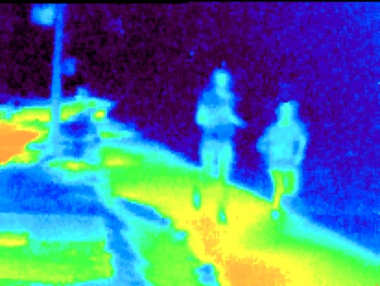Heat-seeking sensors can spot warm bodies or warm objects.