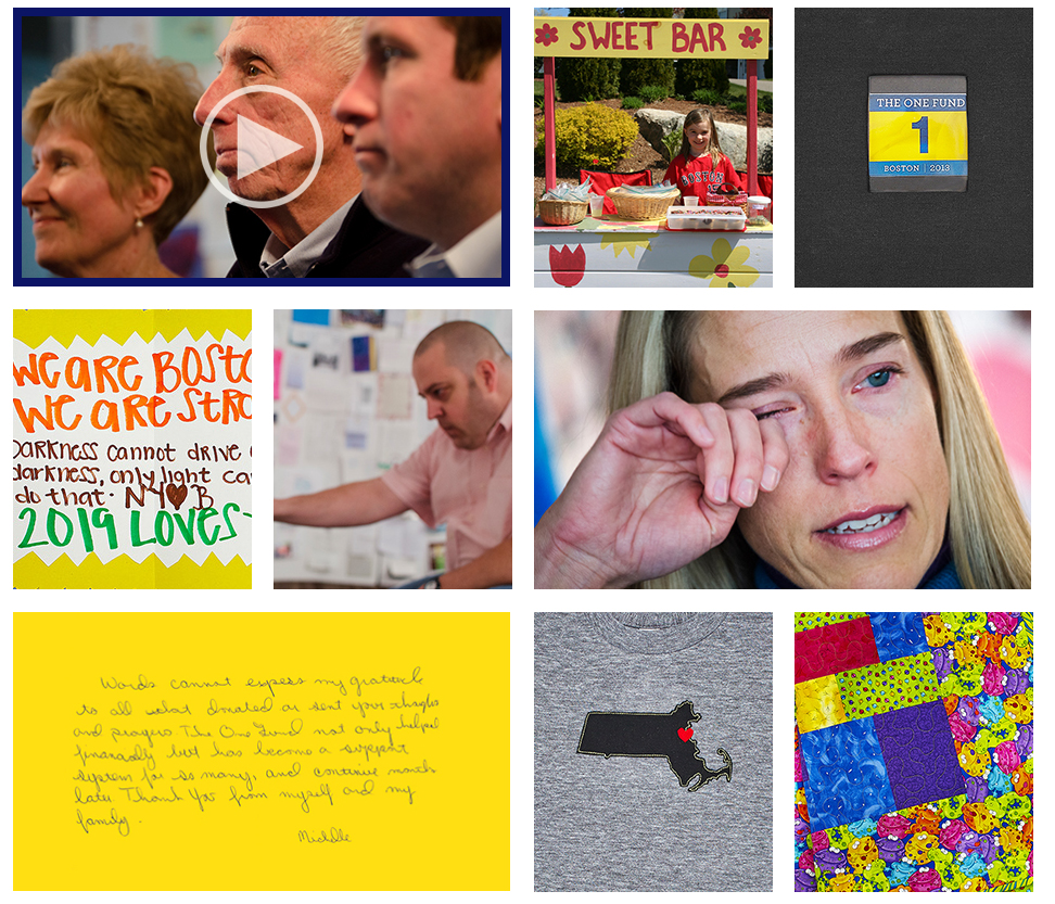 This screen grab from the OneFundBoston.org website shows some of the ways bombing survivors expressed how the One Fund helped them and how grateful they are for the support. Most participants are identified by first name only.