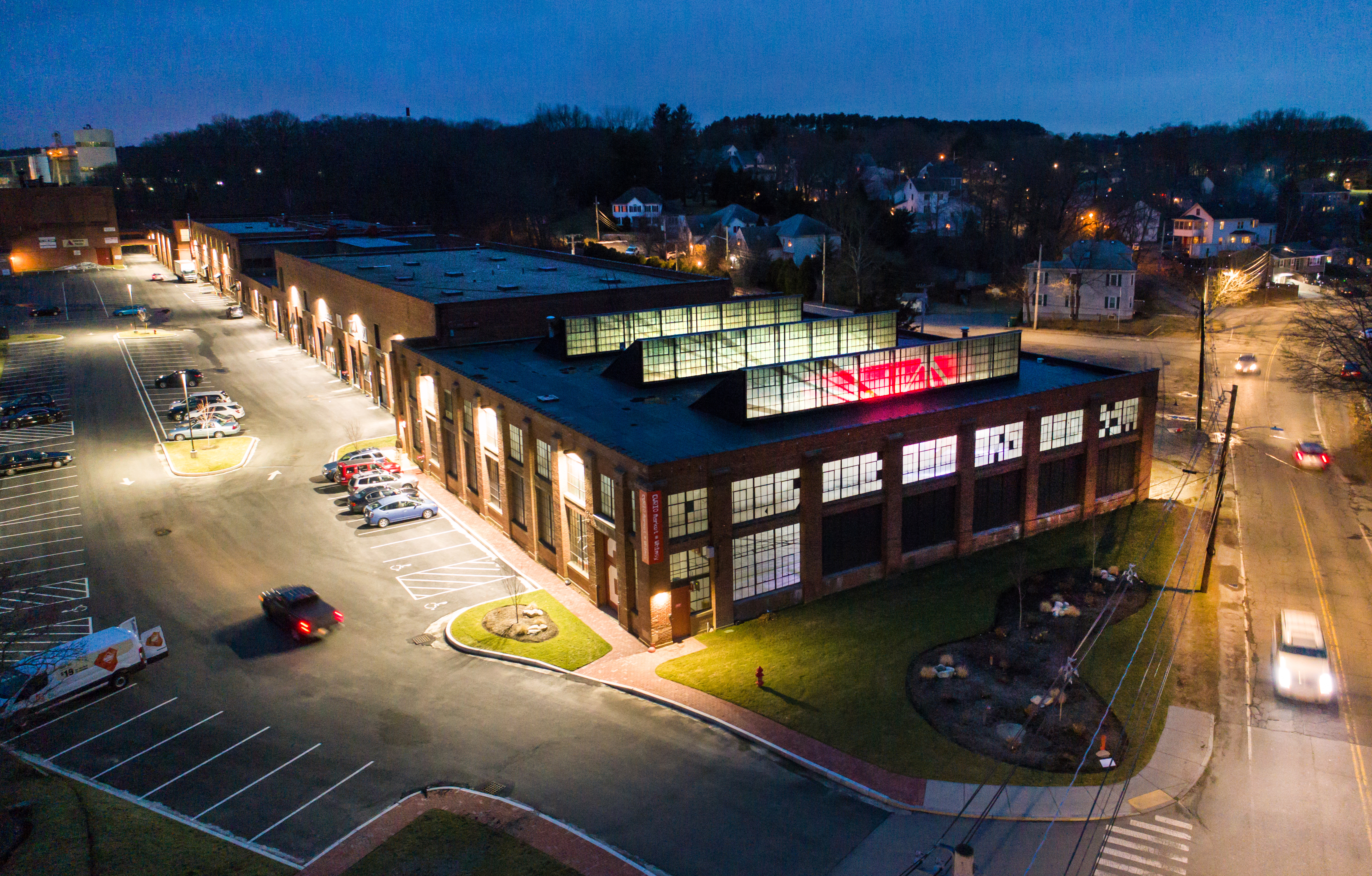 The former headquarters of the Bird Corporation have been transformed into the Norwood Space Center, which comprises 12 buildings totaling 300,000 square feet.