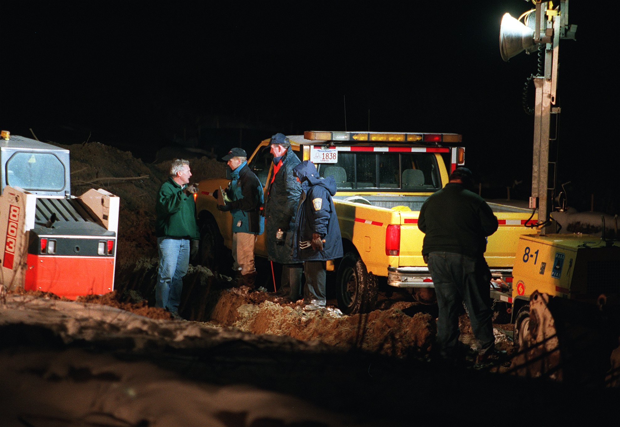 Police dug up human remains across from Florian Hall on Jan. 13, 2000.