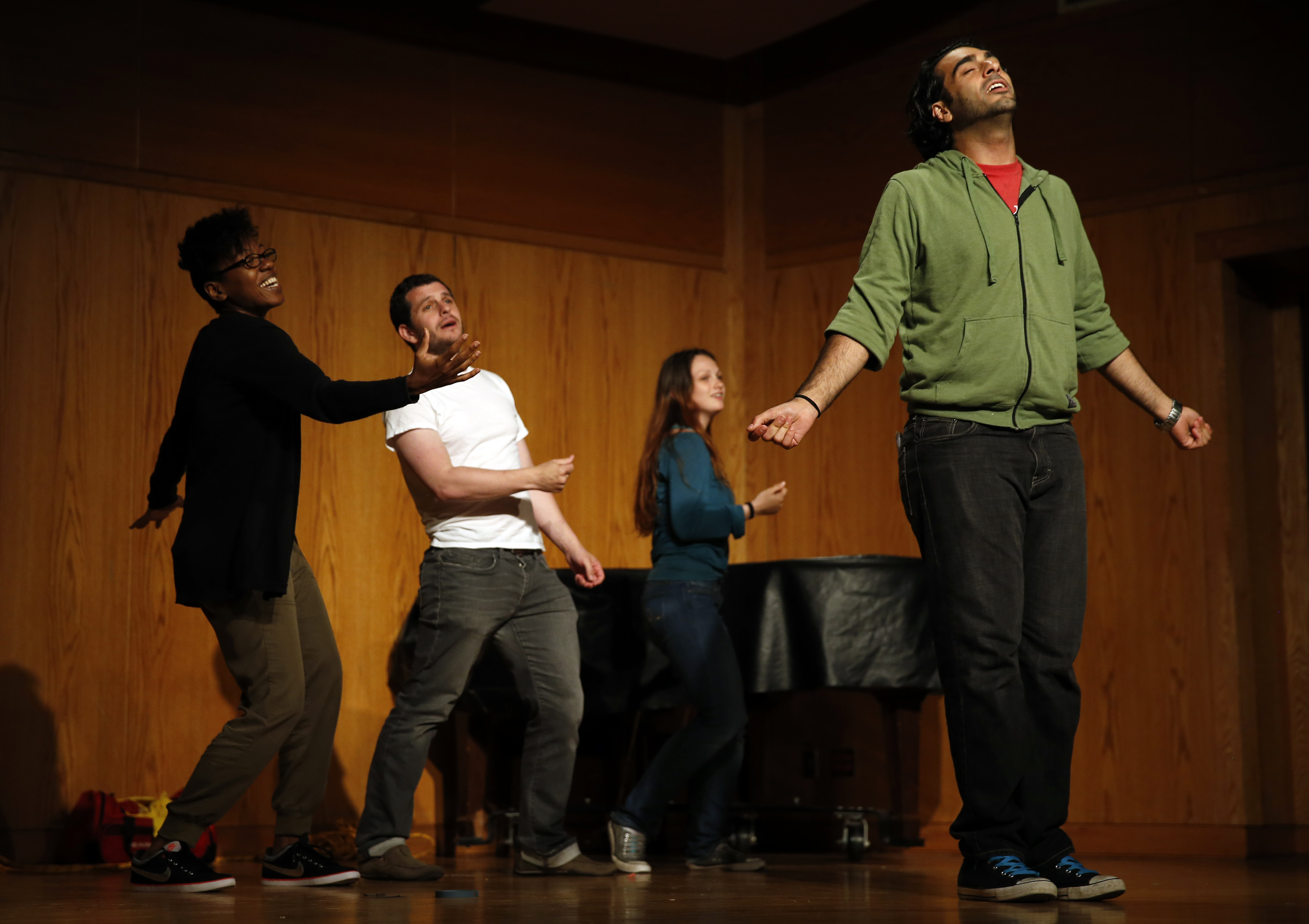 Improbable Players (from left) Elizabeth Addison, Dennis Staroselsky, Abigail Engler, and Elie Saroufim during a recent performance in Lowell.