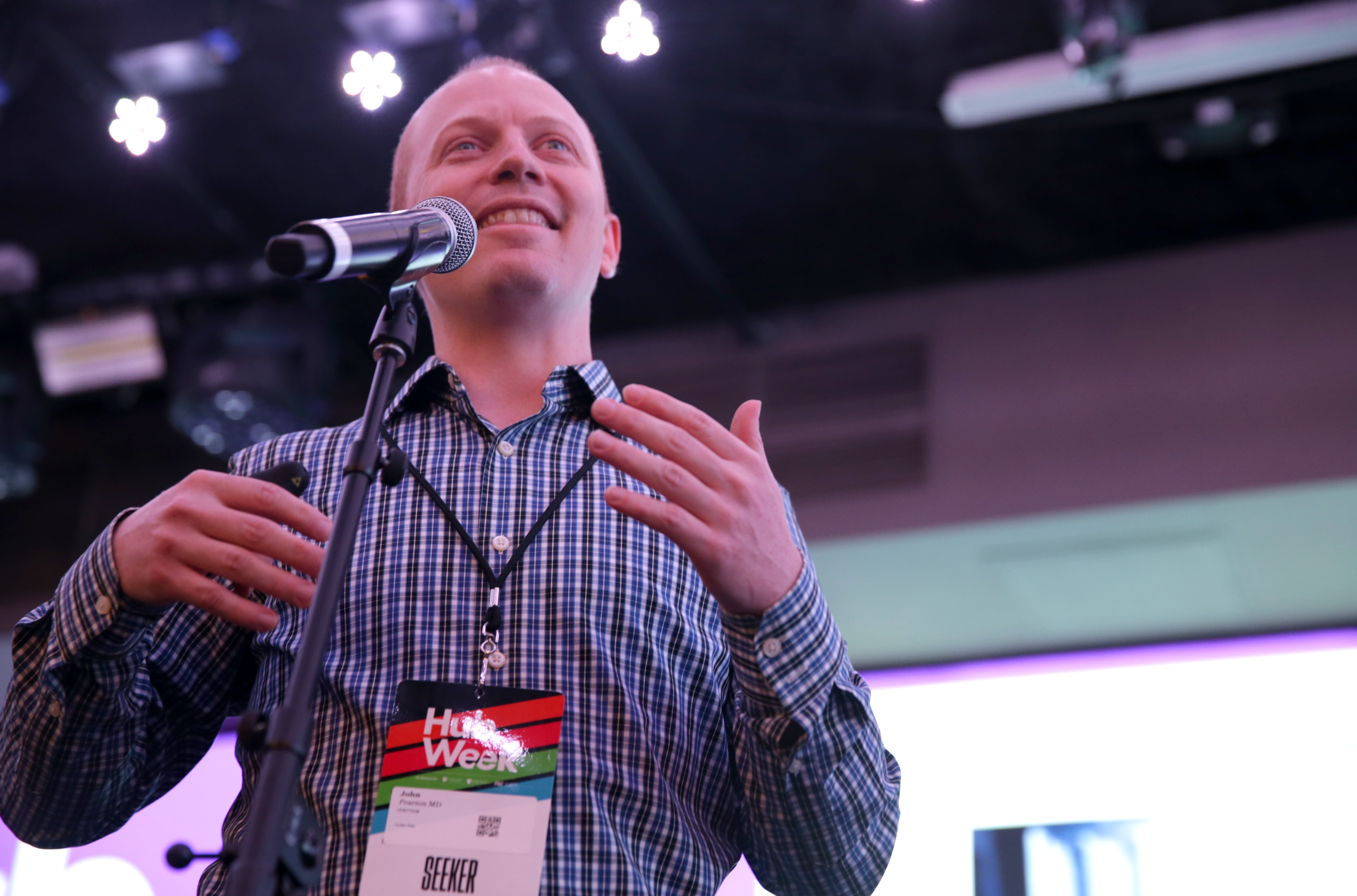 Dr. John Pearson discussed his team’s winning idea. The team took home a $30,000 prize.