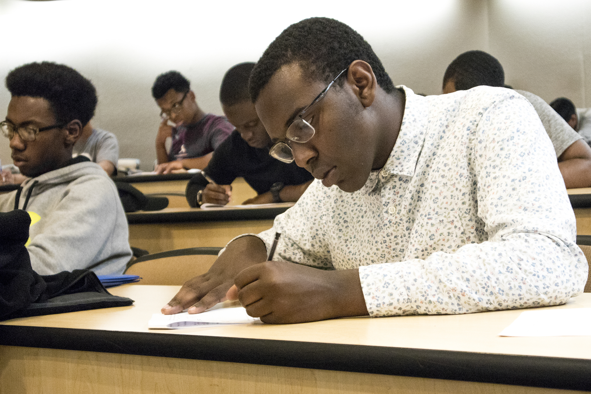 University student Tyler Carlyle, 18, took an exam at UMBC.