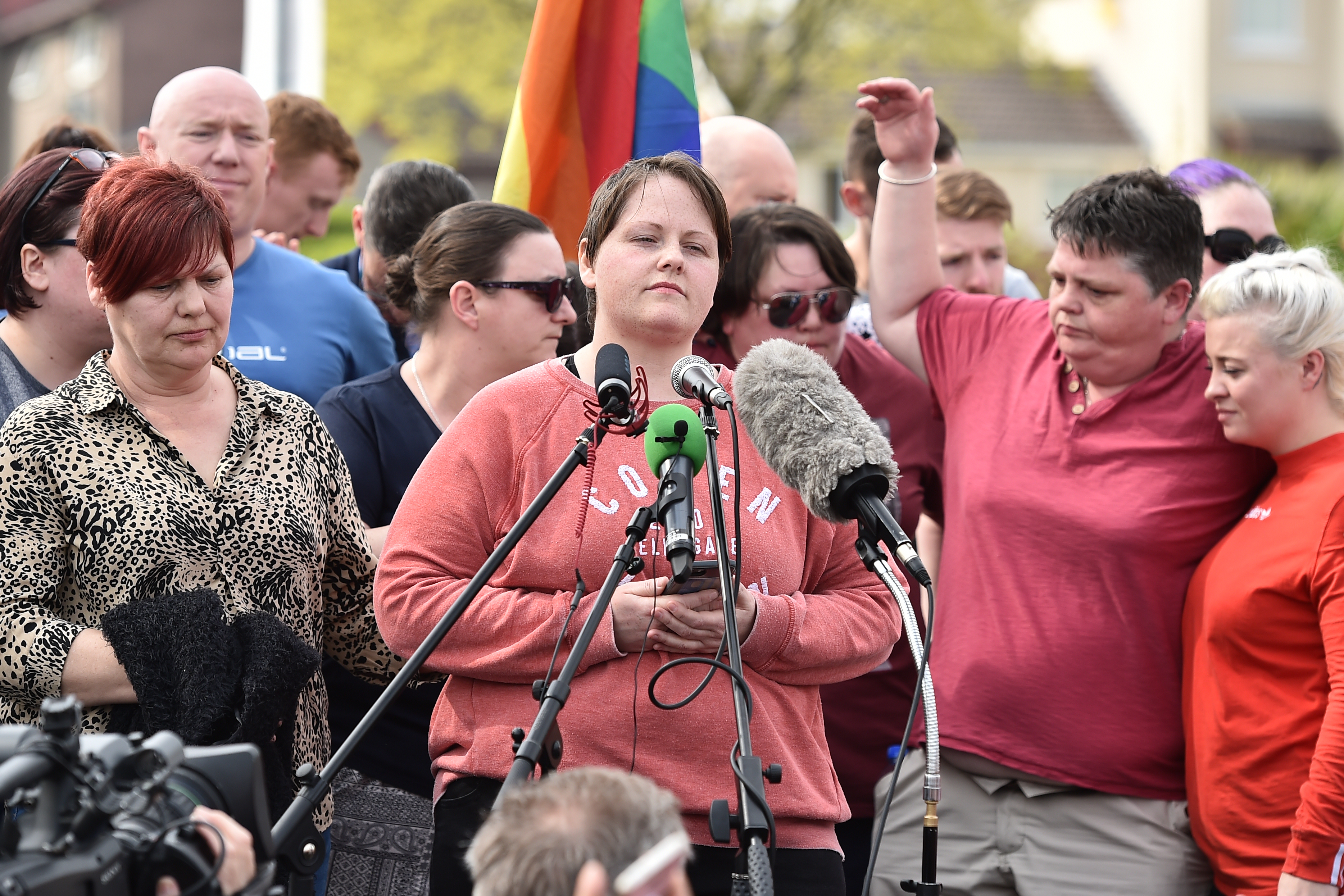 Sara Canning, the partner of Lyra McKee, spoke at a rally for McKee near the scene of her shooting.