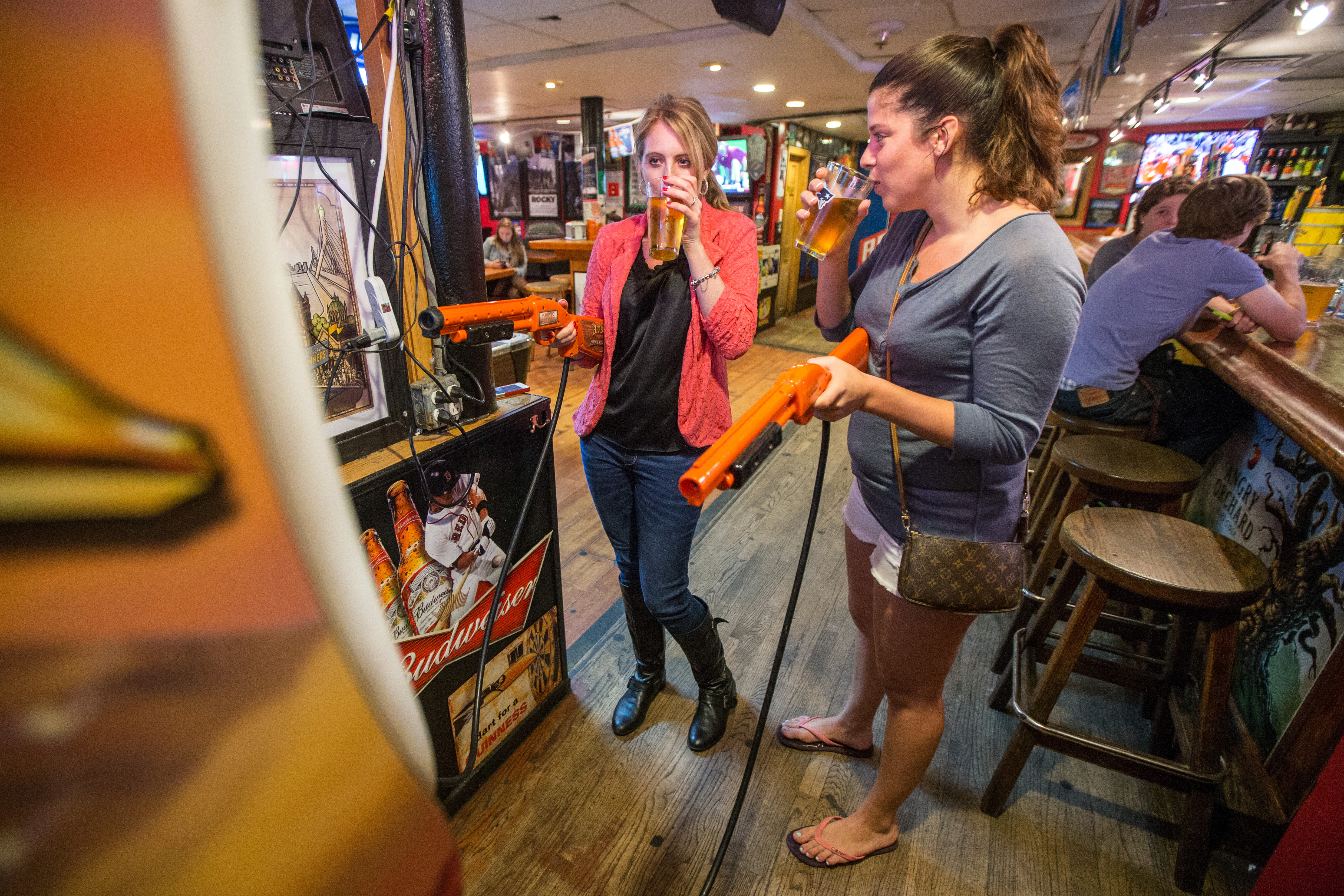 Lilly Stairs (left) and Julie Longthorne had Angry Orchard Hard Cider at Conor Larkin’s Grill & Tap in Boston.