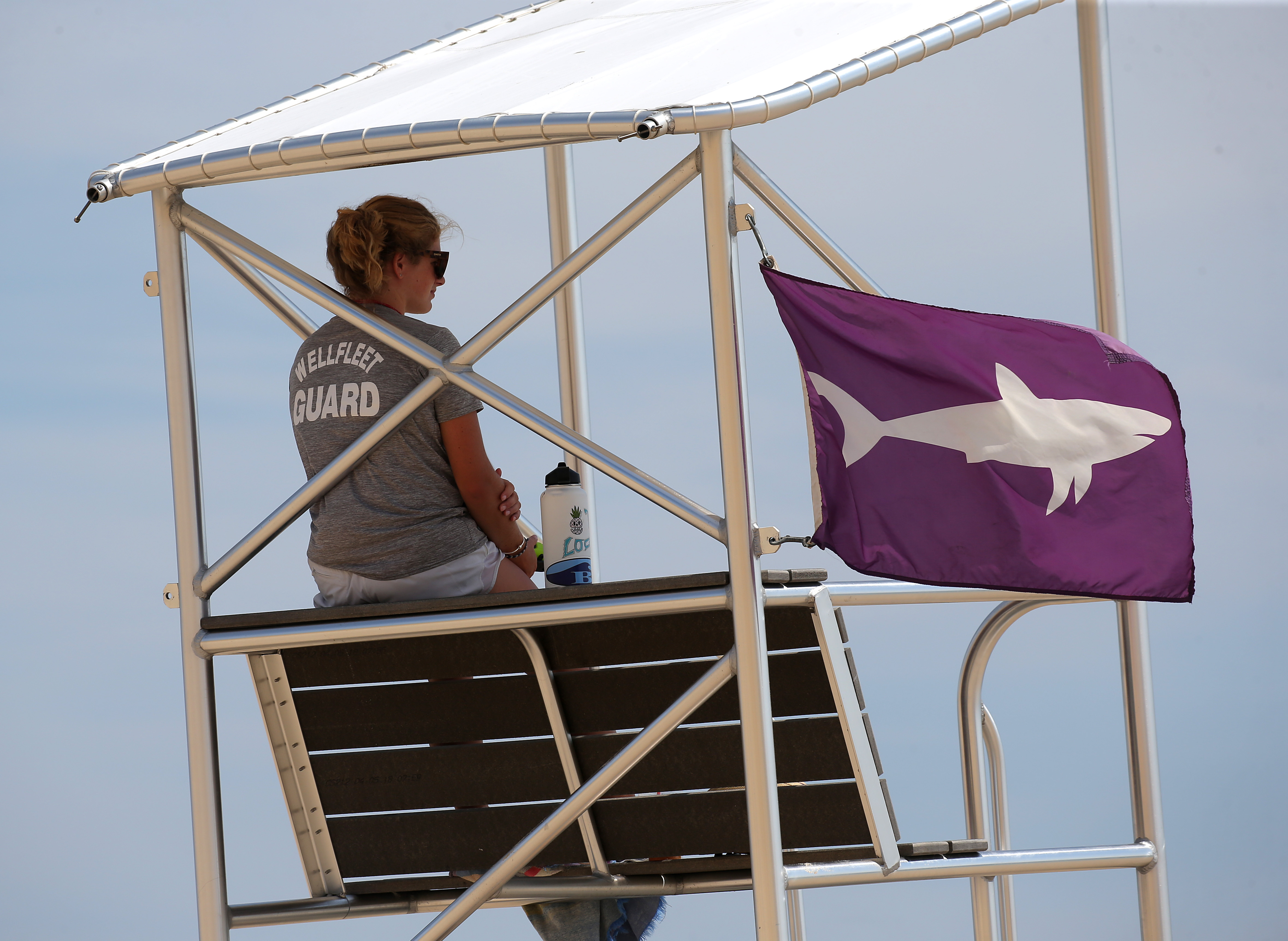 Lifeguard Ellie Hartmann kept watch at Cahoon Hollow Beach in Wellfleet.