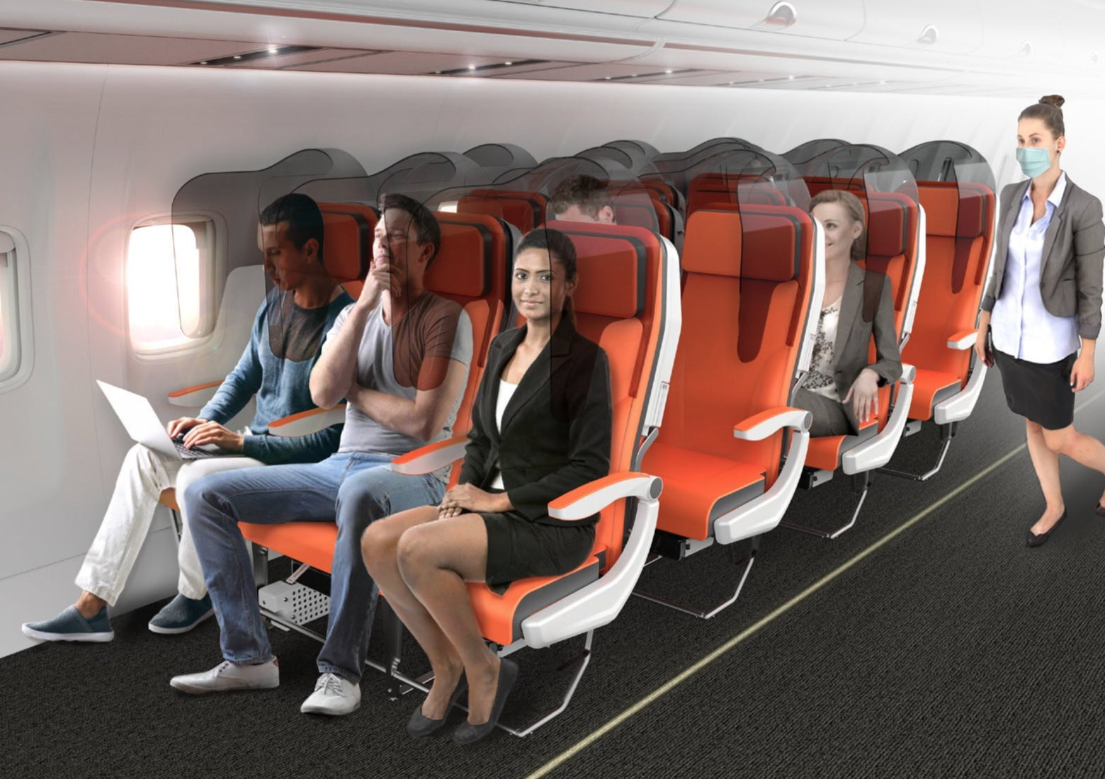 Glassafe is a concept shield designed to go over airline seats and protect passengers.