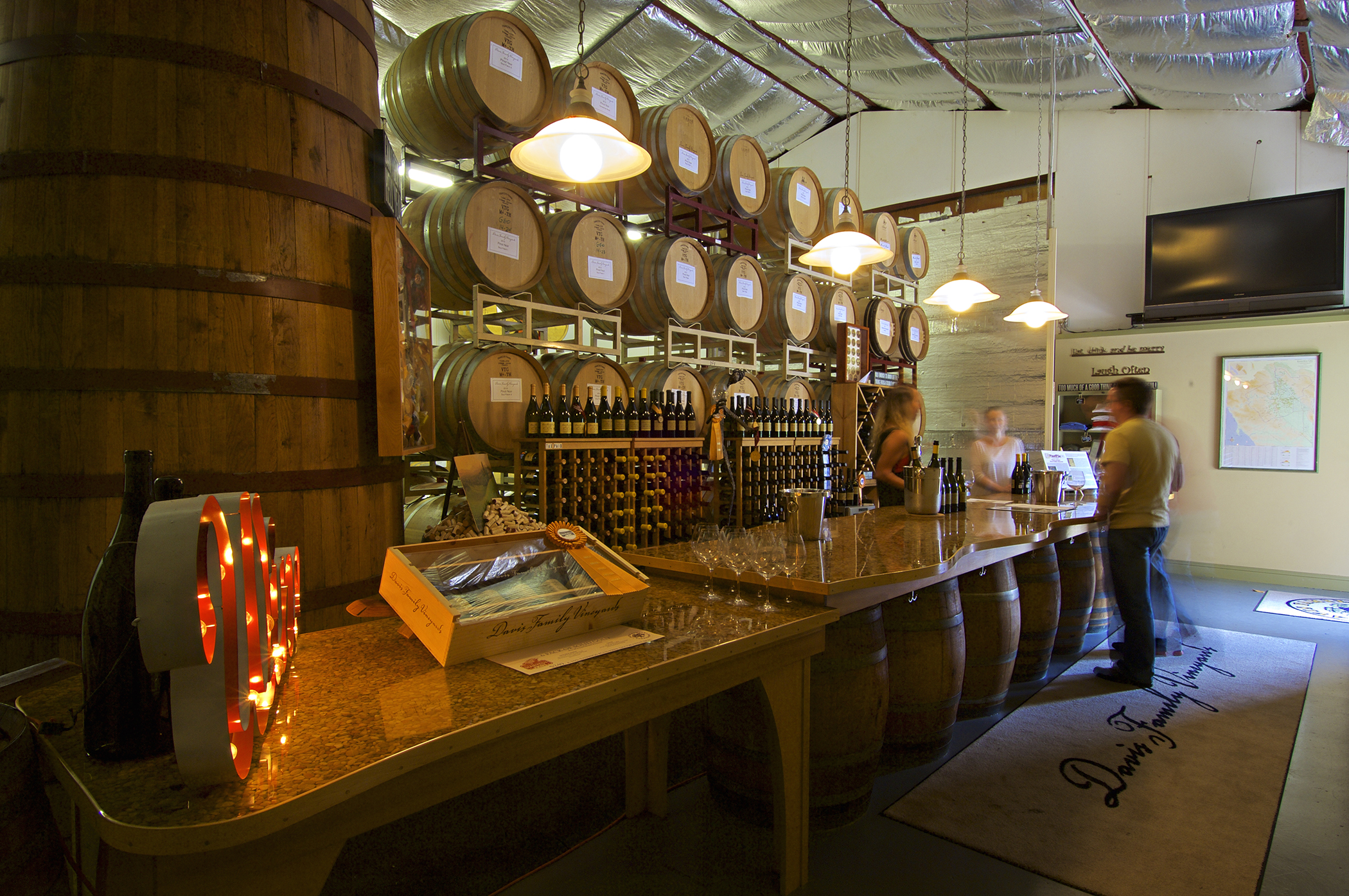 In Healdsburg, the tasting room at the Davis Family Vineyards.