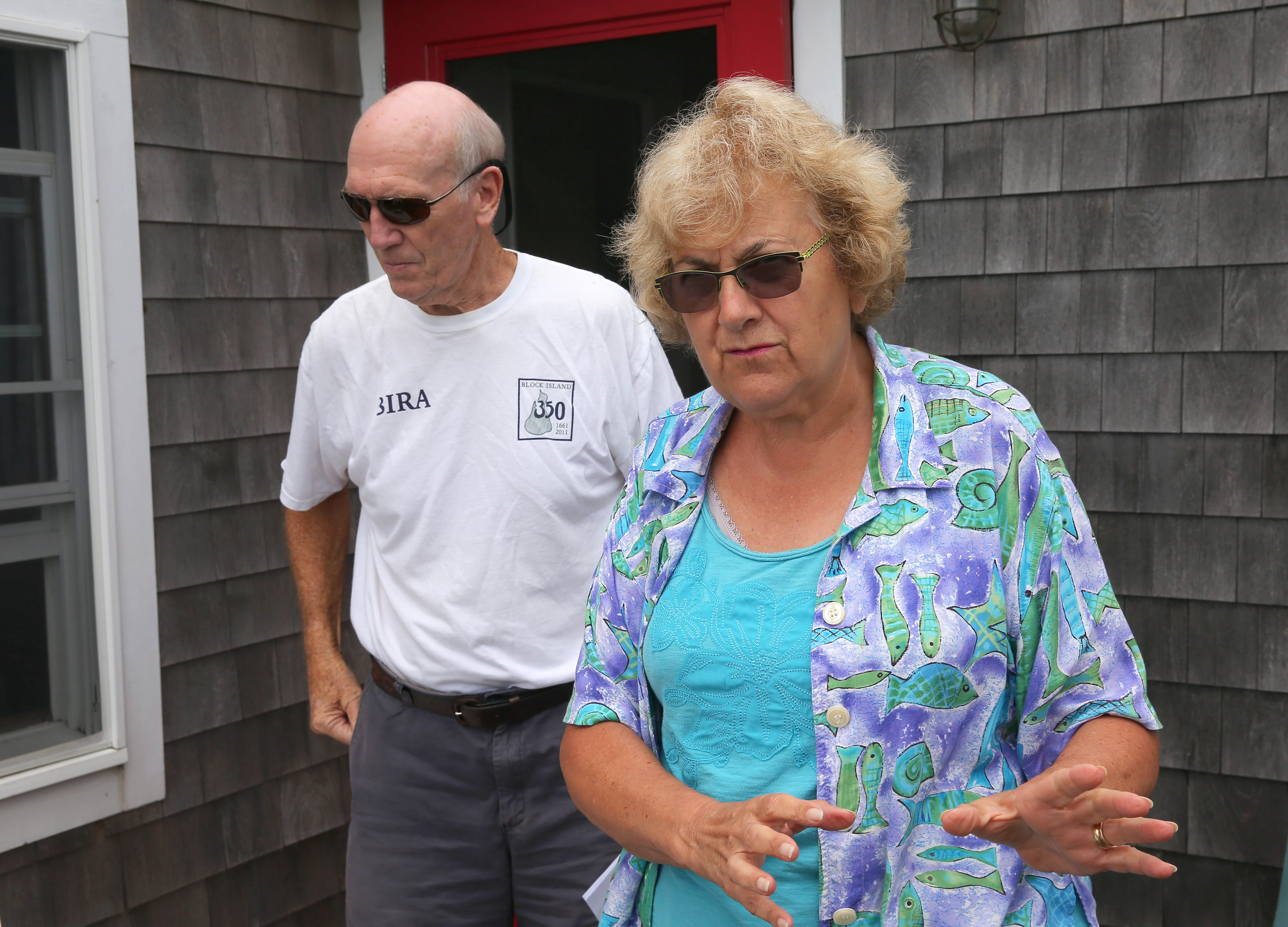 Block Island residents Jonathan and Rosemarie Ives are upset with their view of the wind farm.
