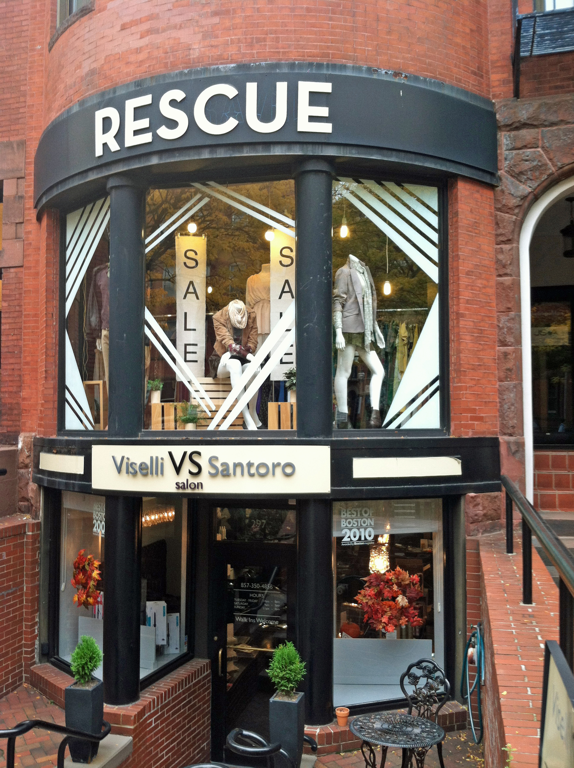 You can buy, sell, or trade gently used clothing at Rescue, where men's items are a specialty.