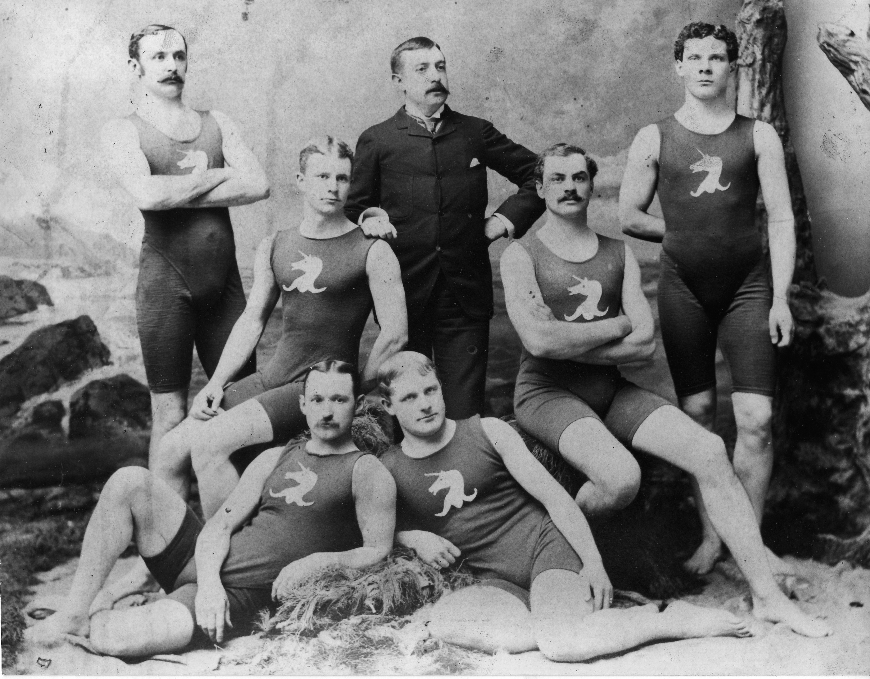 BAA runners from the 1890s in their unicorn uniforms.