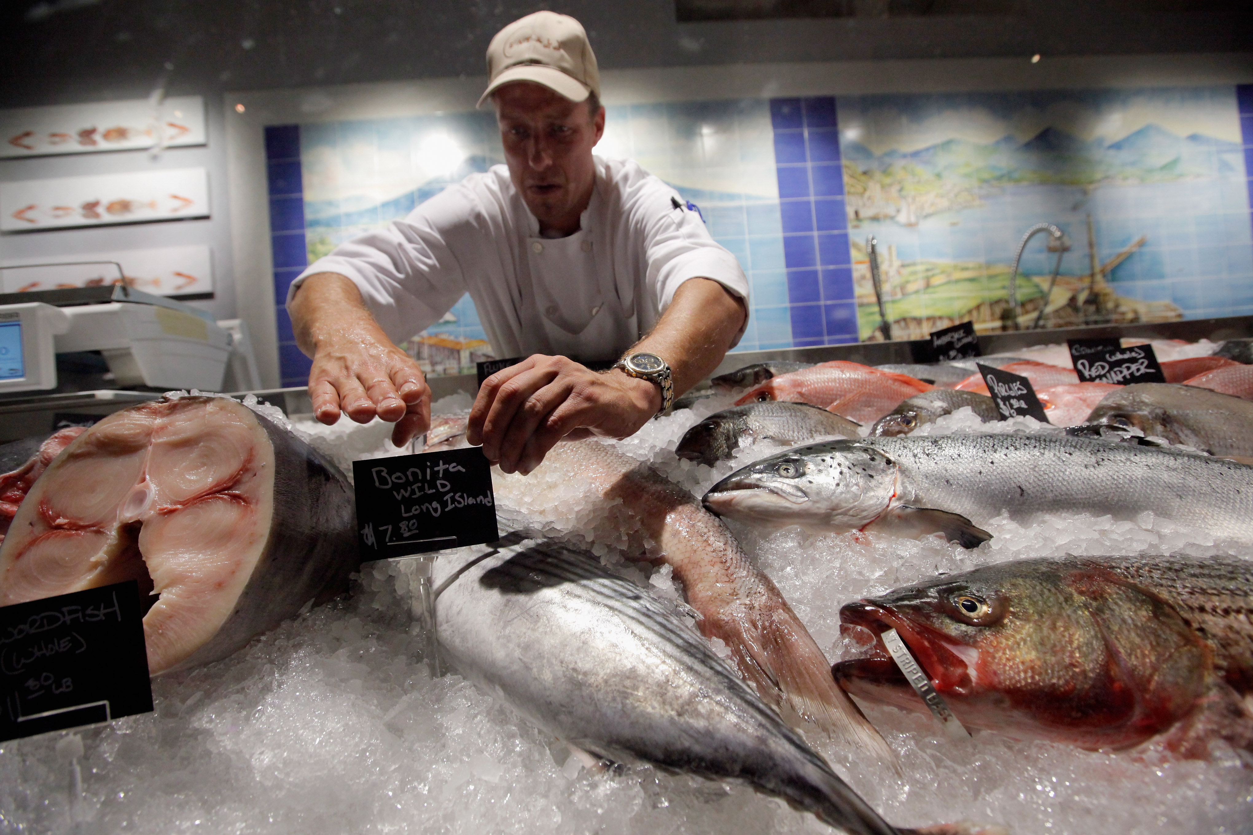 The fish counter at the Manhattan Eataly, a partnership that includes Mario Batali, Lidia Bastianich, and Joe Bastianich.