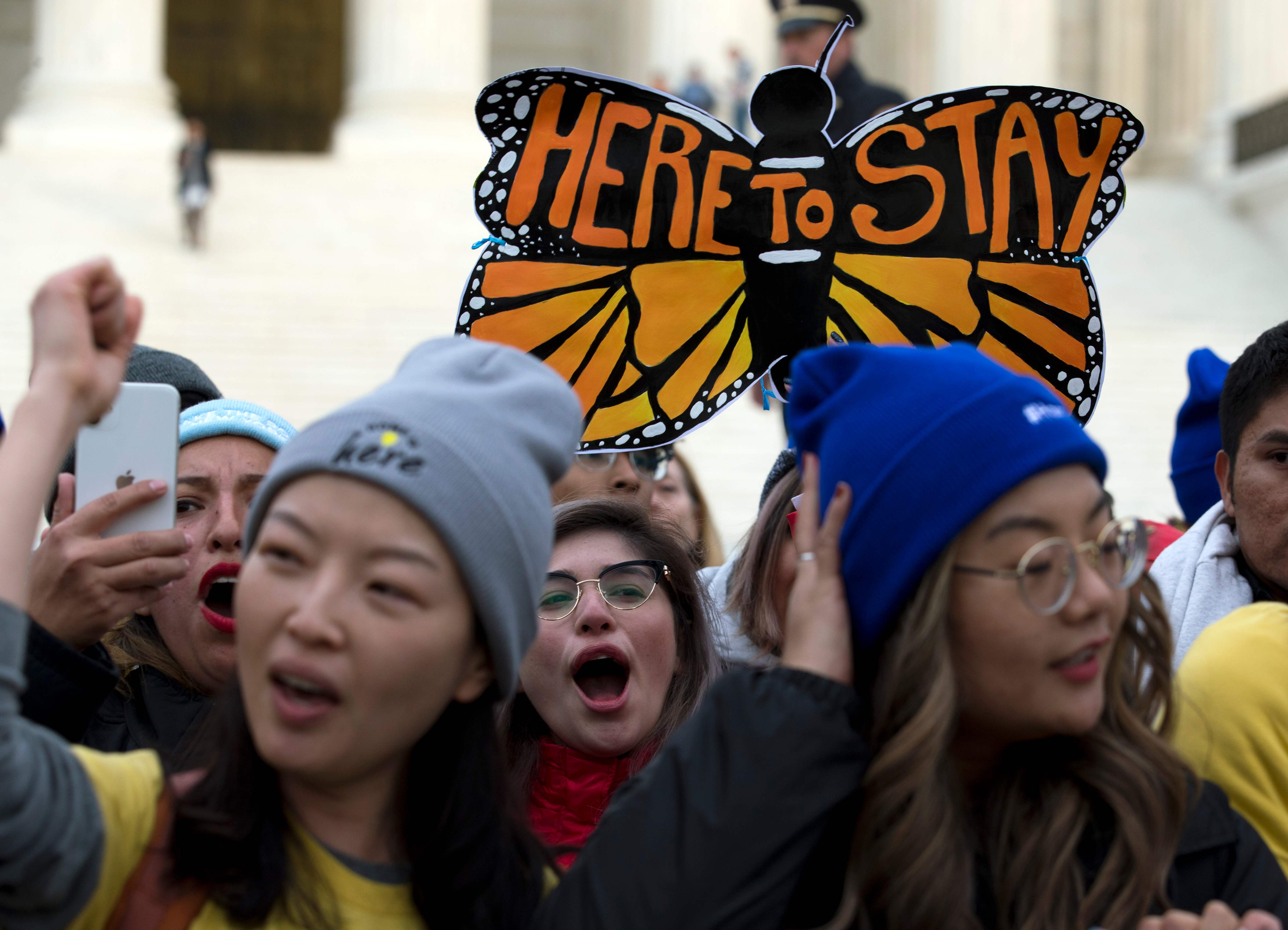 Demonstrators arrived in front of the US Supreme Court during the "Home Is Here" March for Deferred Action for Childhood Arrivals (DACA), and Temporary Protected Status (TPS) on Sunday in Washington D.C. The Supreme Court is set to hear oral arguments regarding termination of the Deferred Action for Childhood Arrivals (DACA) policy Tuesday.