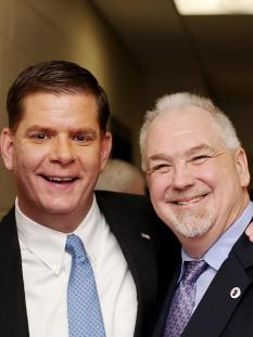 Matthew O’Neil, right, with Mayor Martin J. Walsh.